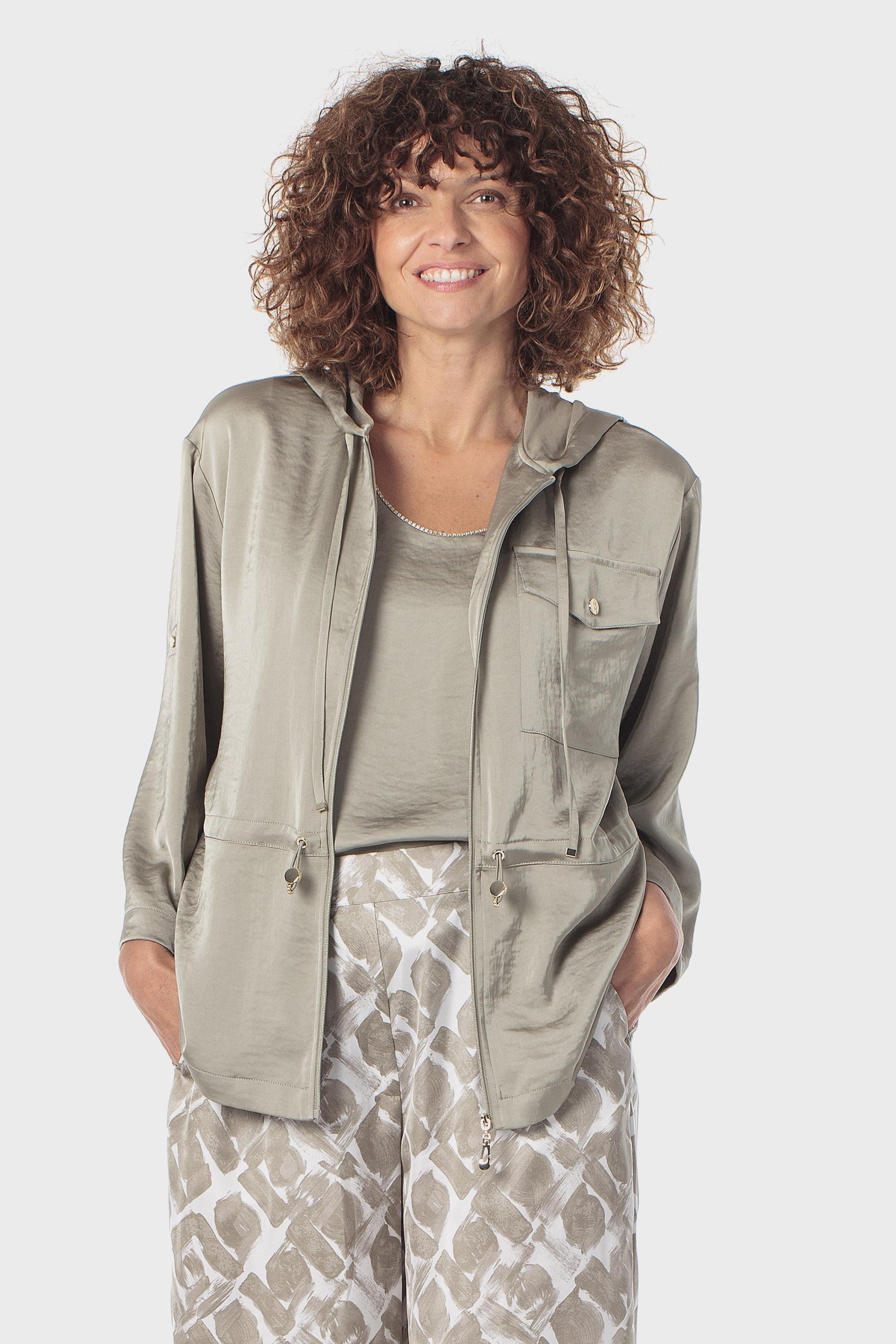 Green Satin Overshirt, Green Sage, large
