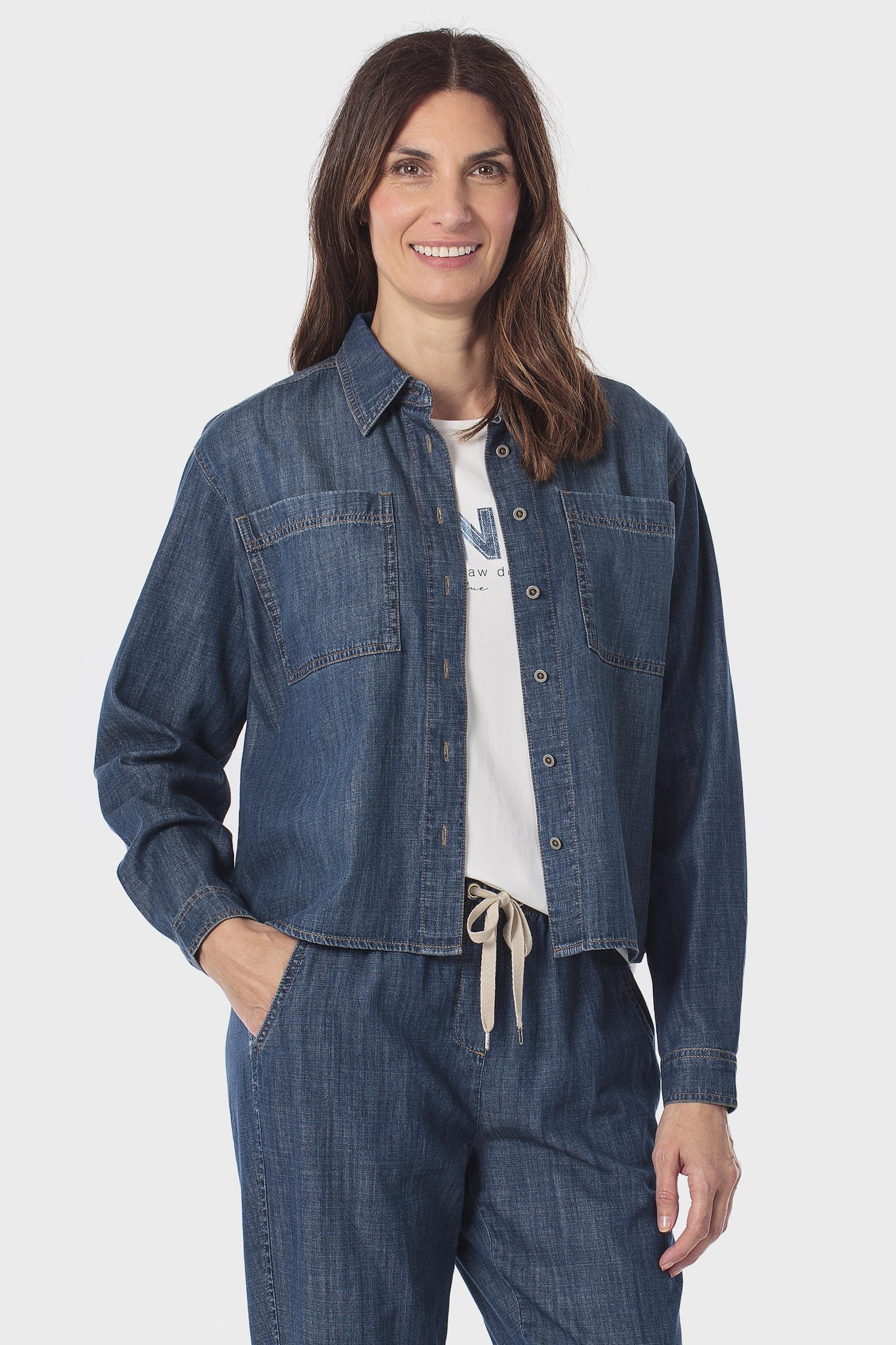 أوفرشيرت شامبراي كحلي, Blue Denim, large image number 0