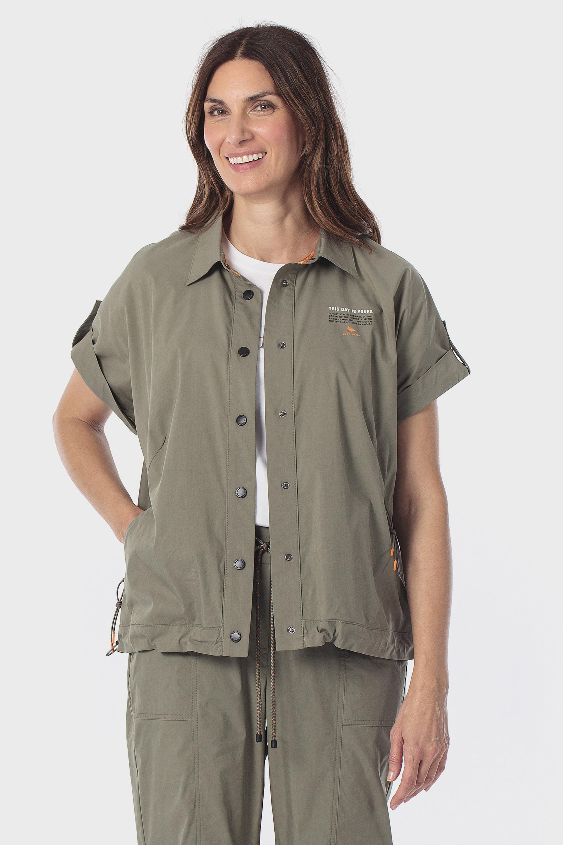 Green Short Sleeve Overshirt, Green Galapagos, large