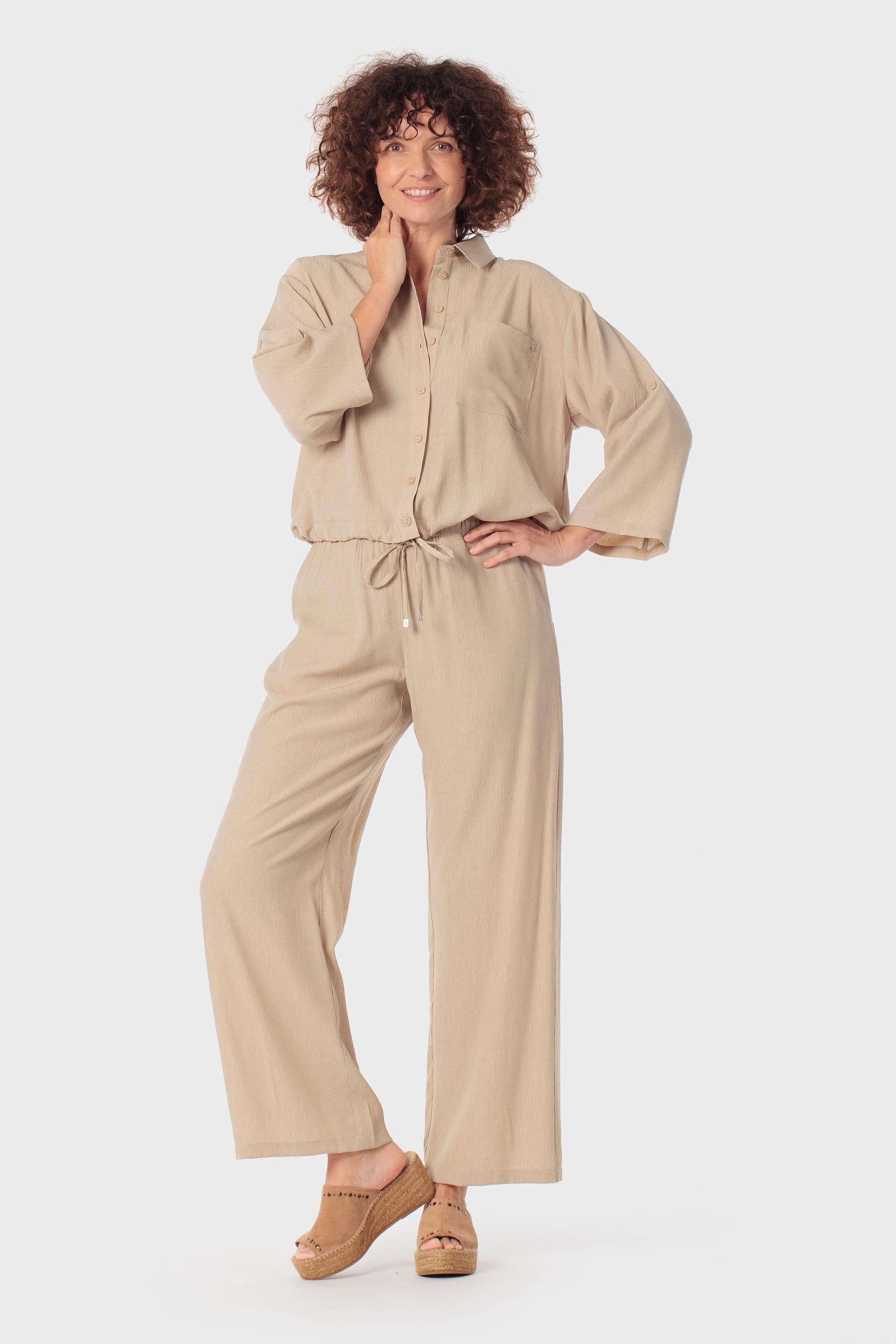 Cropped Drawstring Hem Overshirt Beige, Beige Toasted, large image number 1