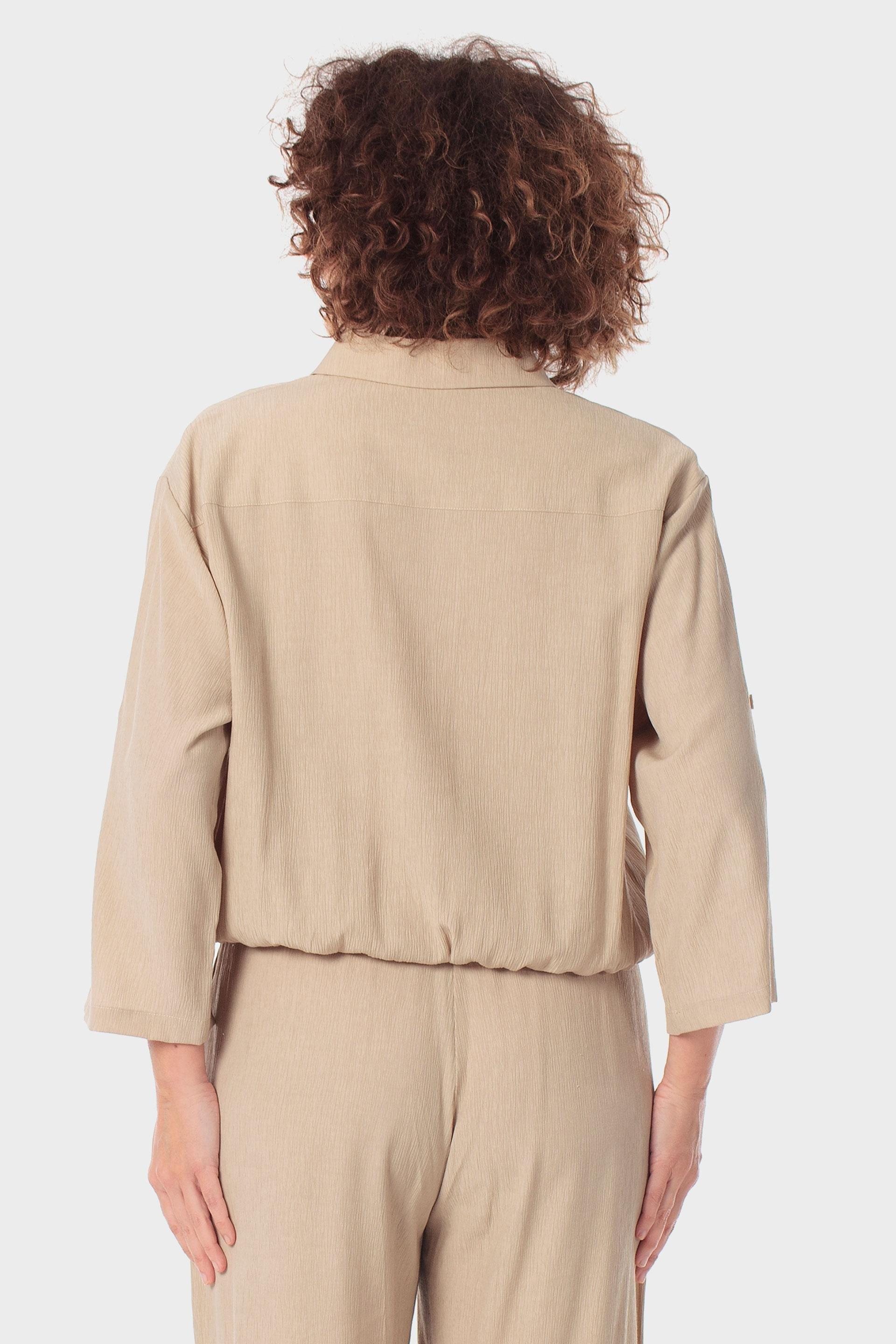 Cropped Drawstring Hem Overshirt Beige, Beige Toasted, large image number 2