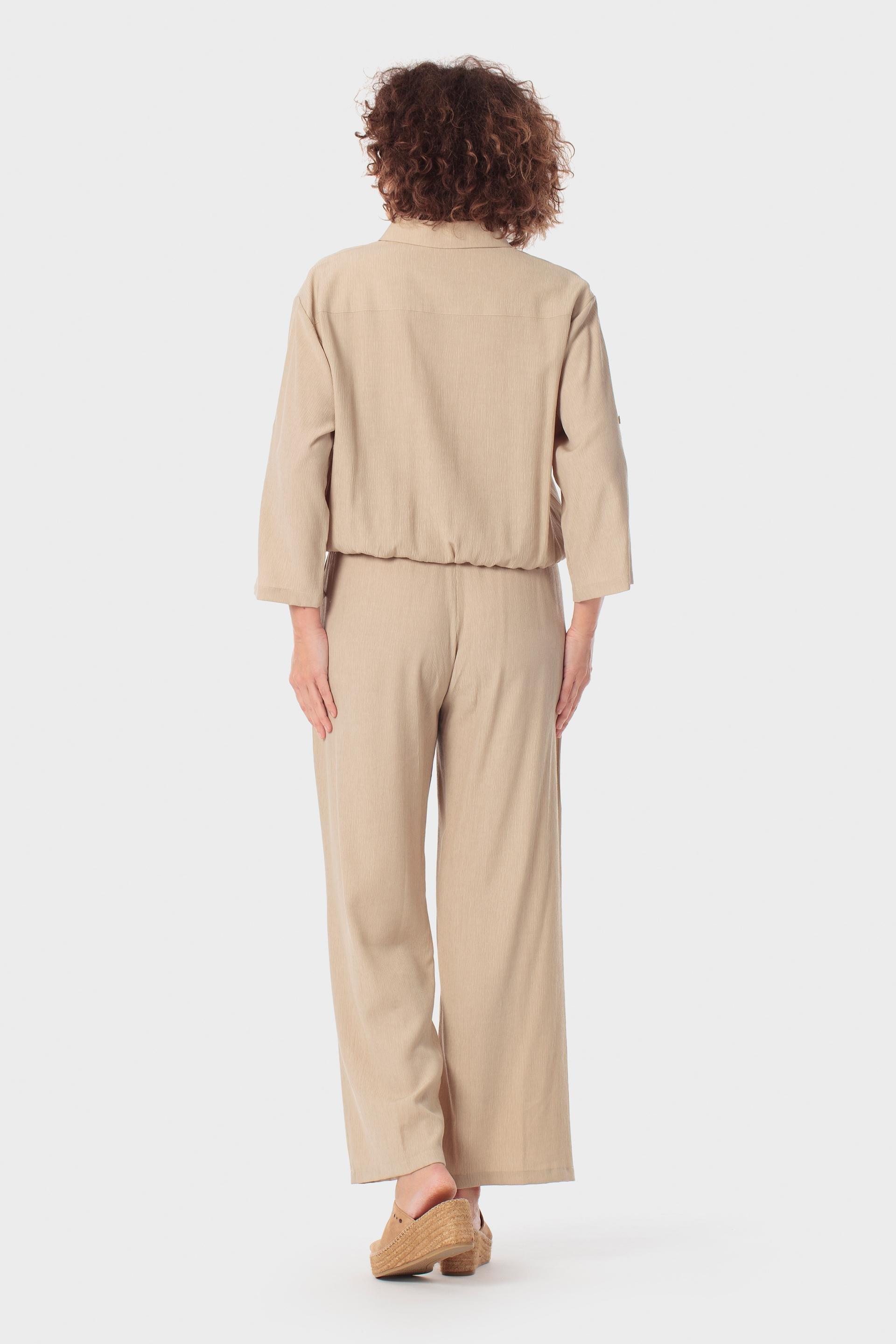 Cropped Drawstring Hem Overshirt Beige, Beige Toasted, large image number 3