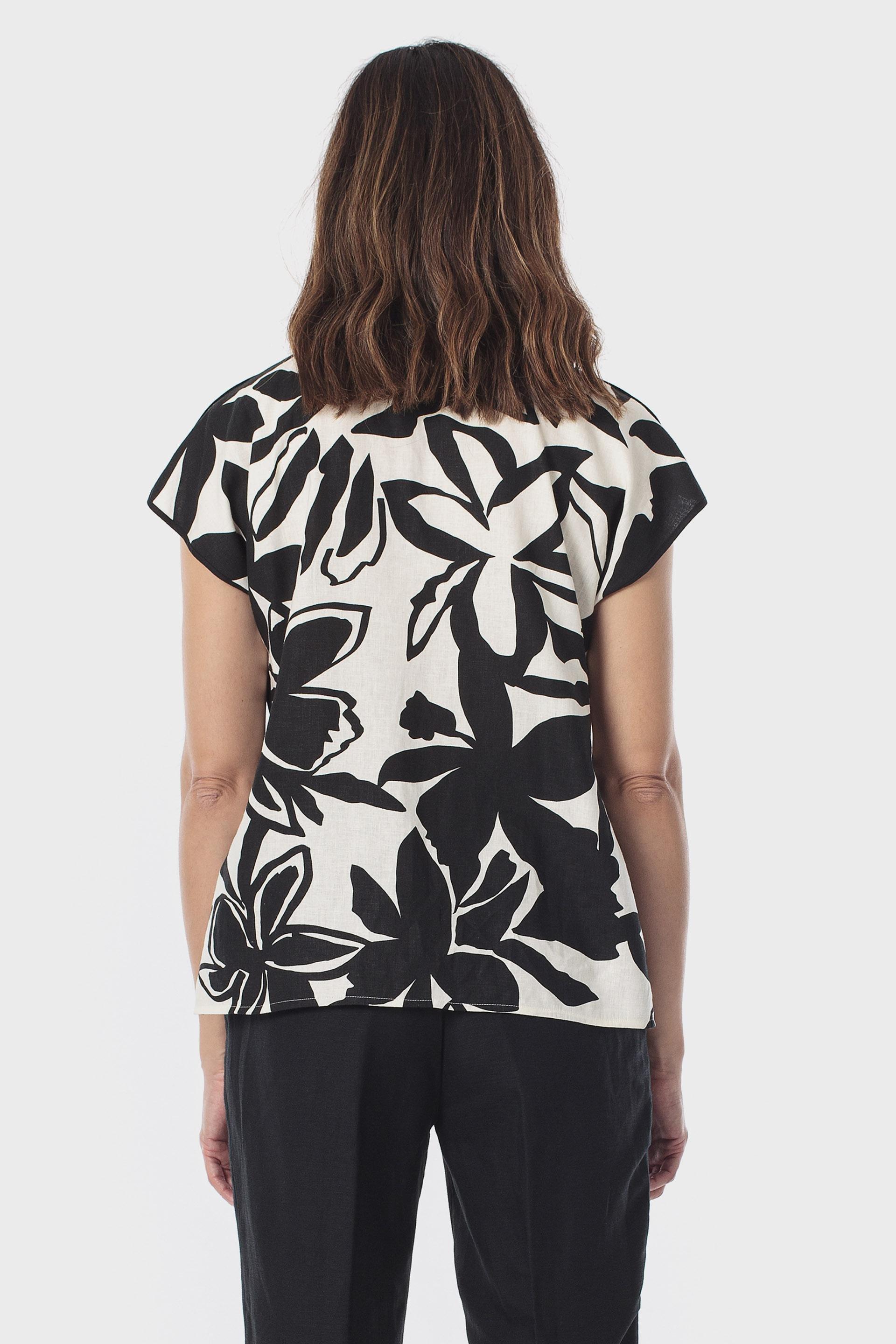 Printed Linen Top, 3701_120, medium