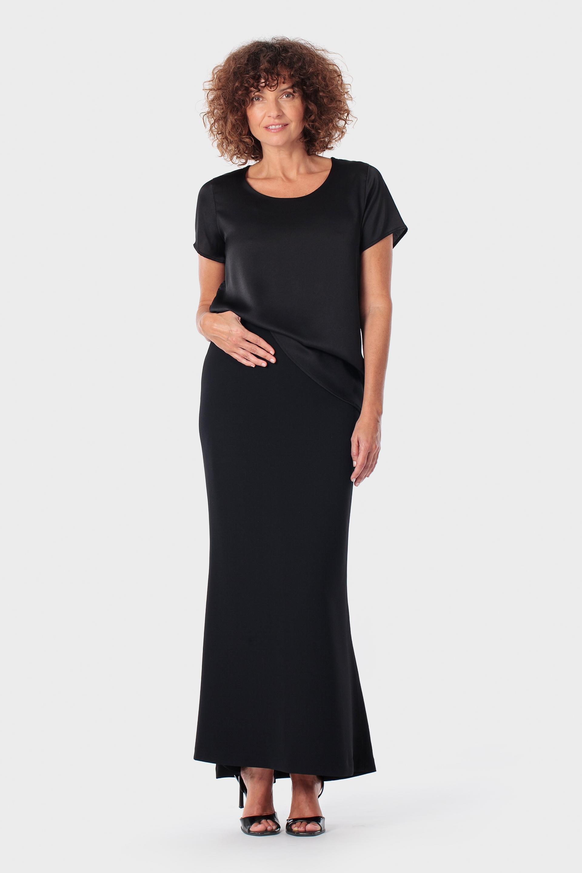 Black Round Neck Blouse, Black, medium