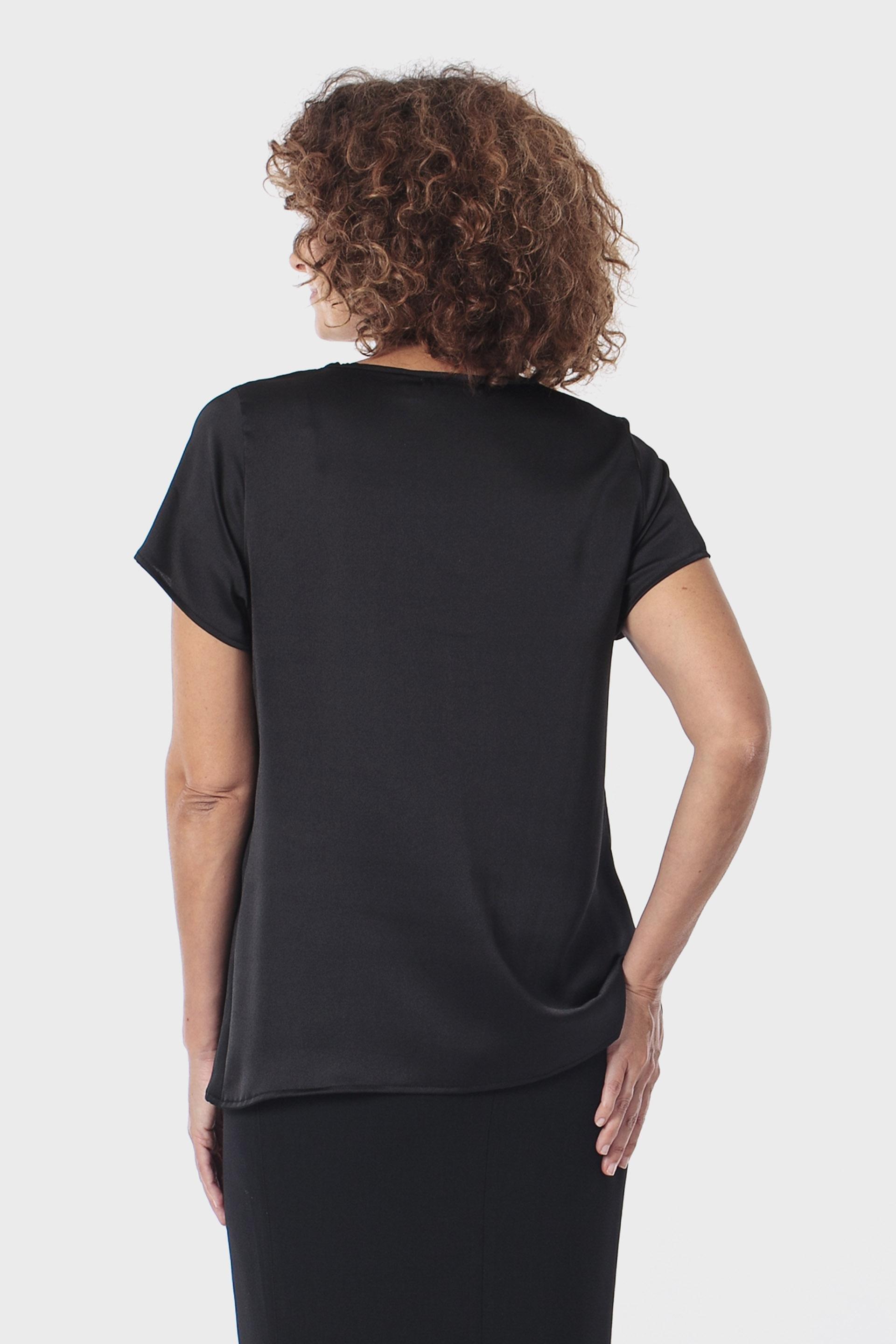 Black Round Neck Blouse, 3701_120, large image number 2