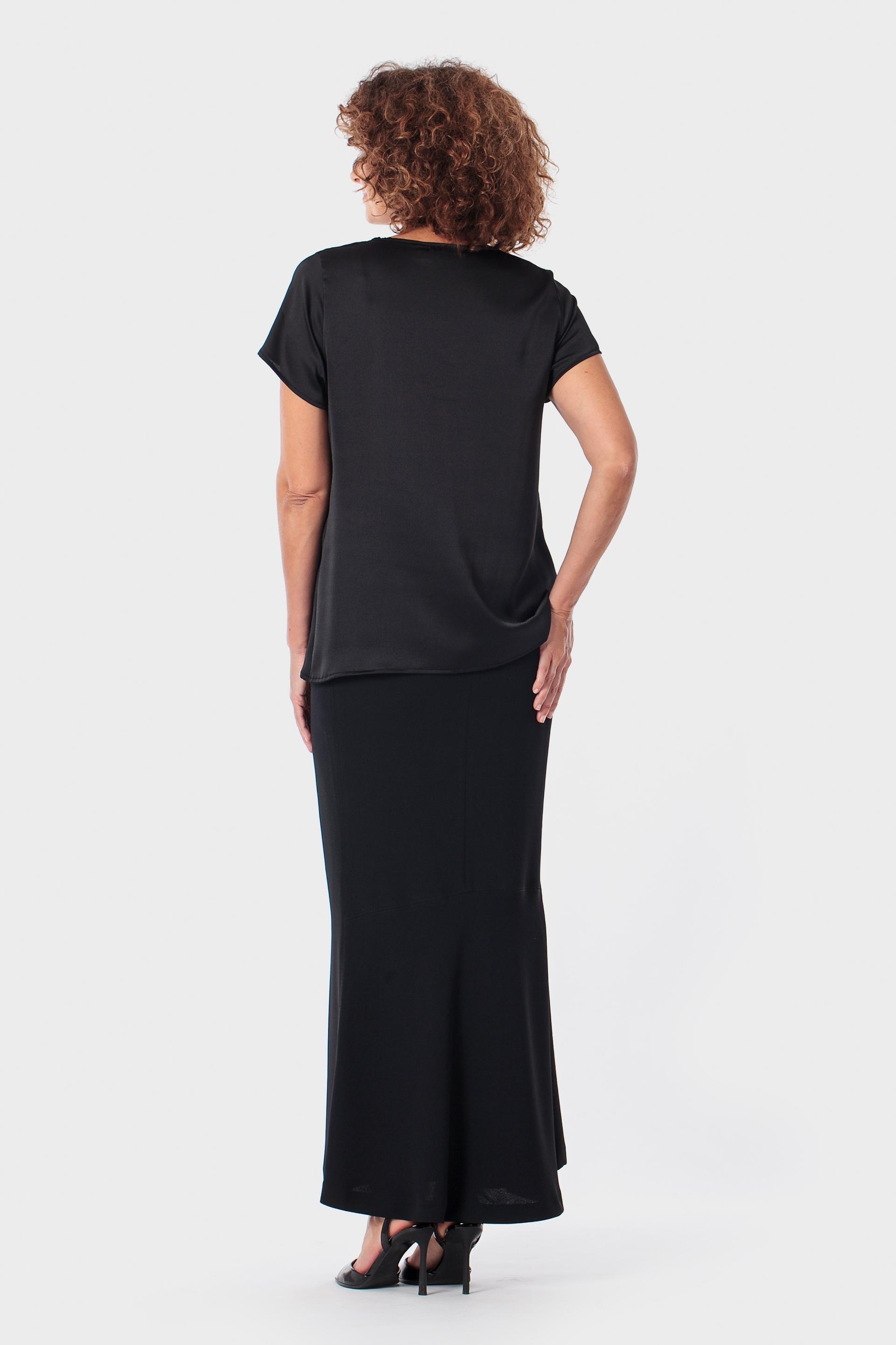 Black Round Neck Blouse, 3701_120, large image number 3
