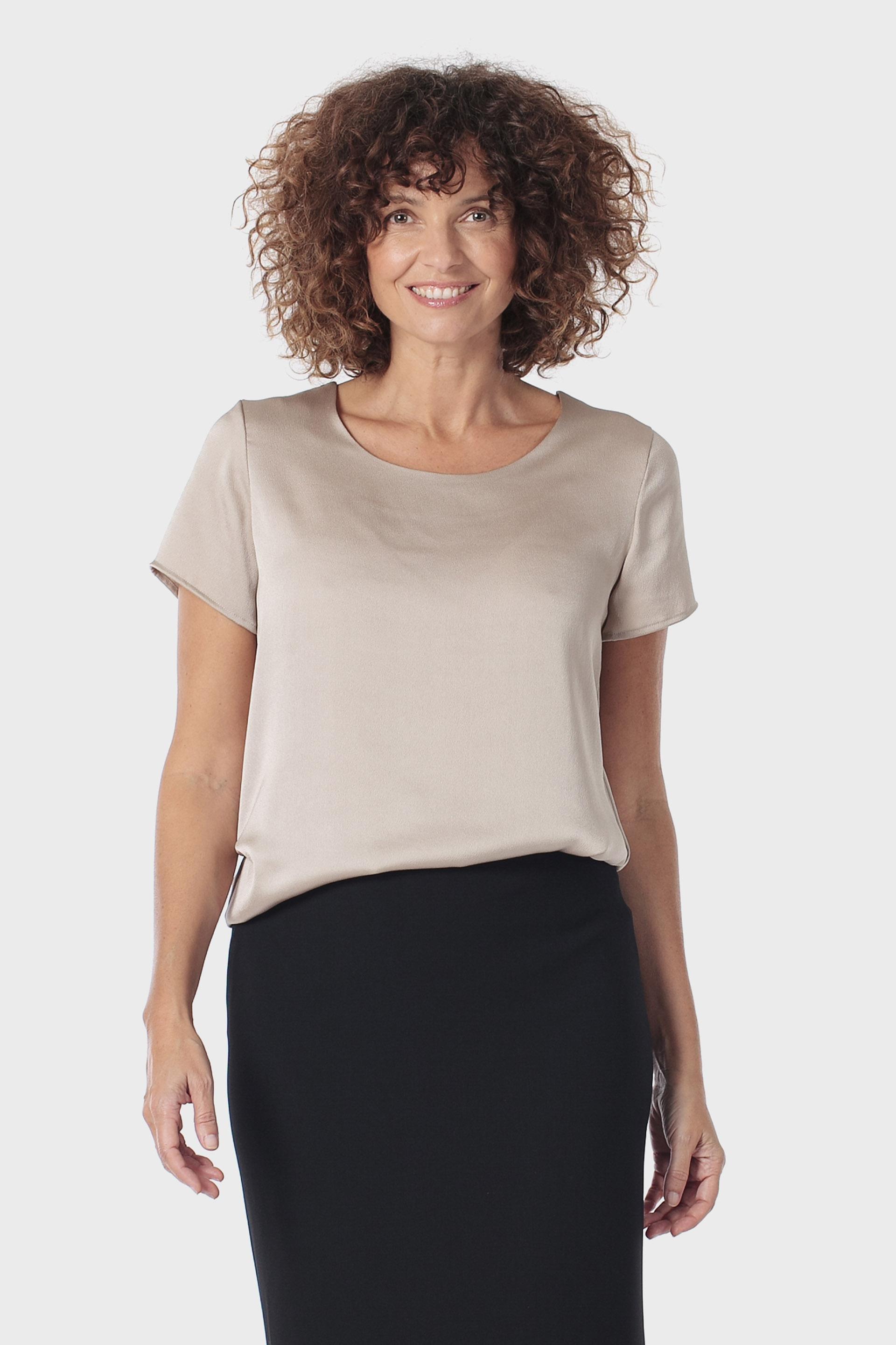 Beige Round Neck Blouse, 3701_129, medium