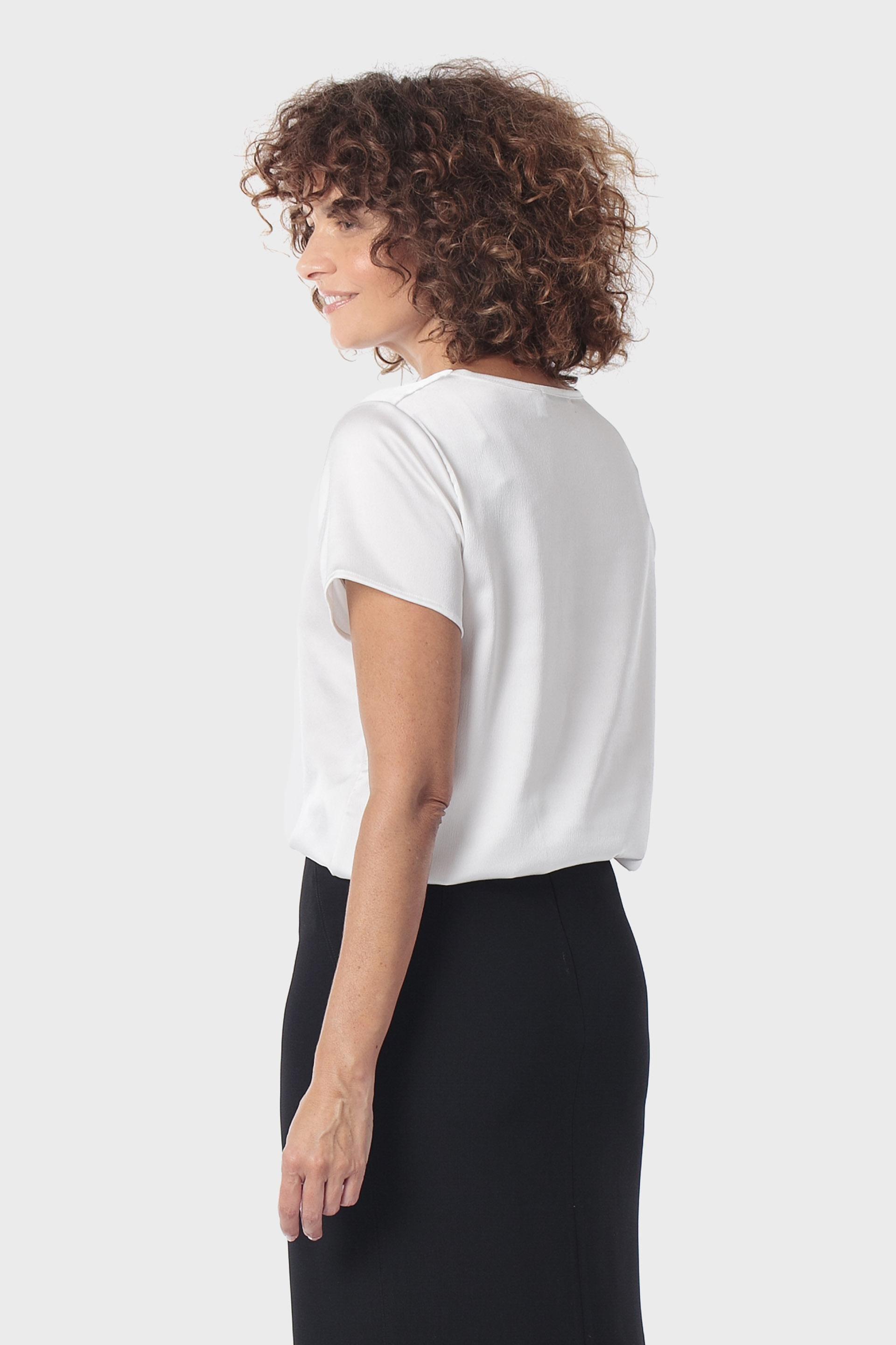 White Round Neck Blouse, Beige Talc, medium