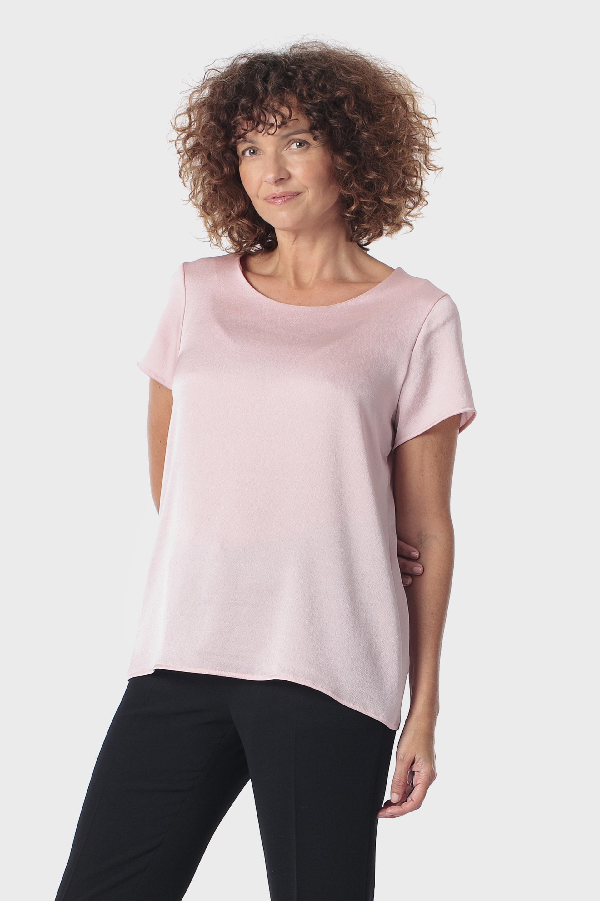 Pink Round Neck Blouse, Pink Petal, medium