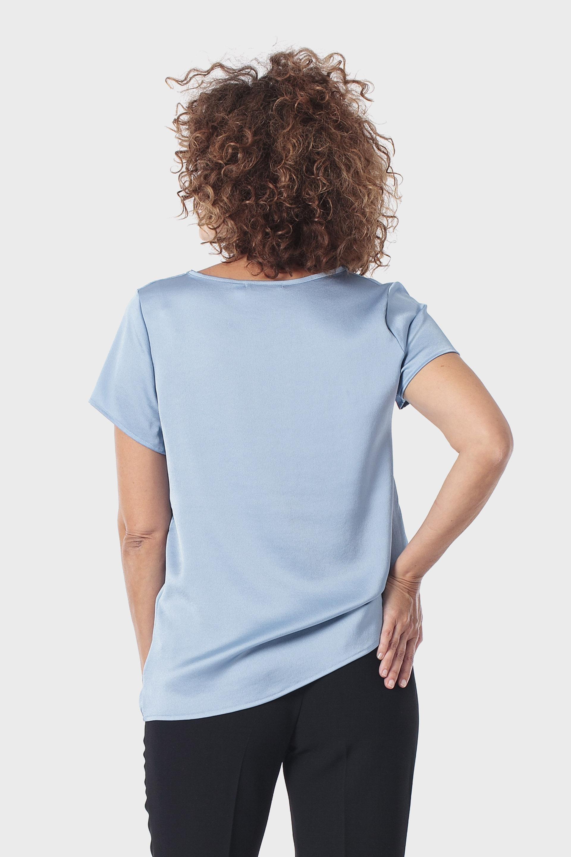 Blue Round Neck Blouse, 3701_320, large image number 2