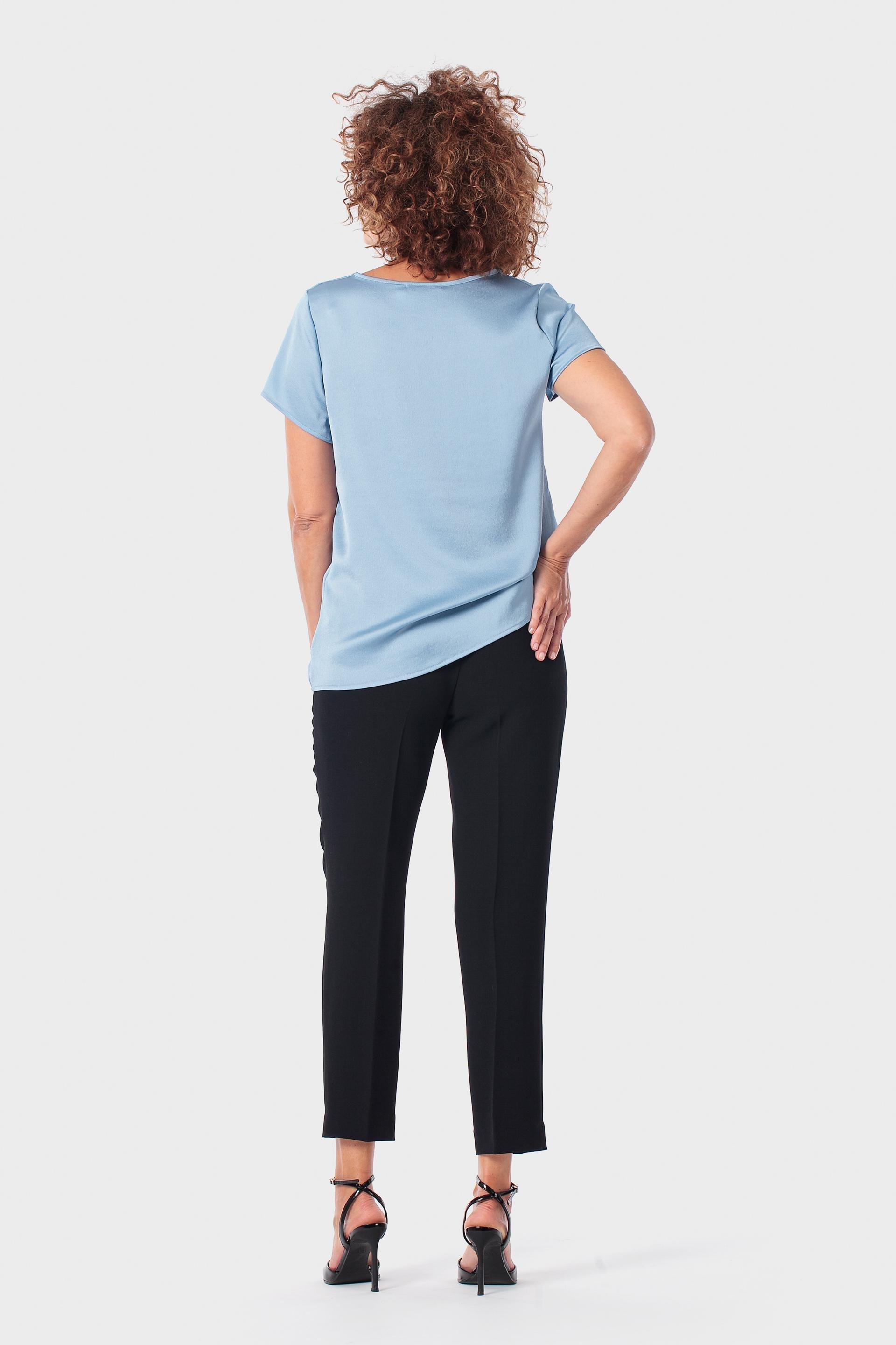 Blue Round Neck Blouse, 3701_320, large image number 3