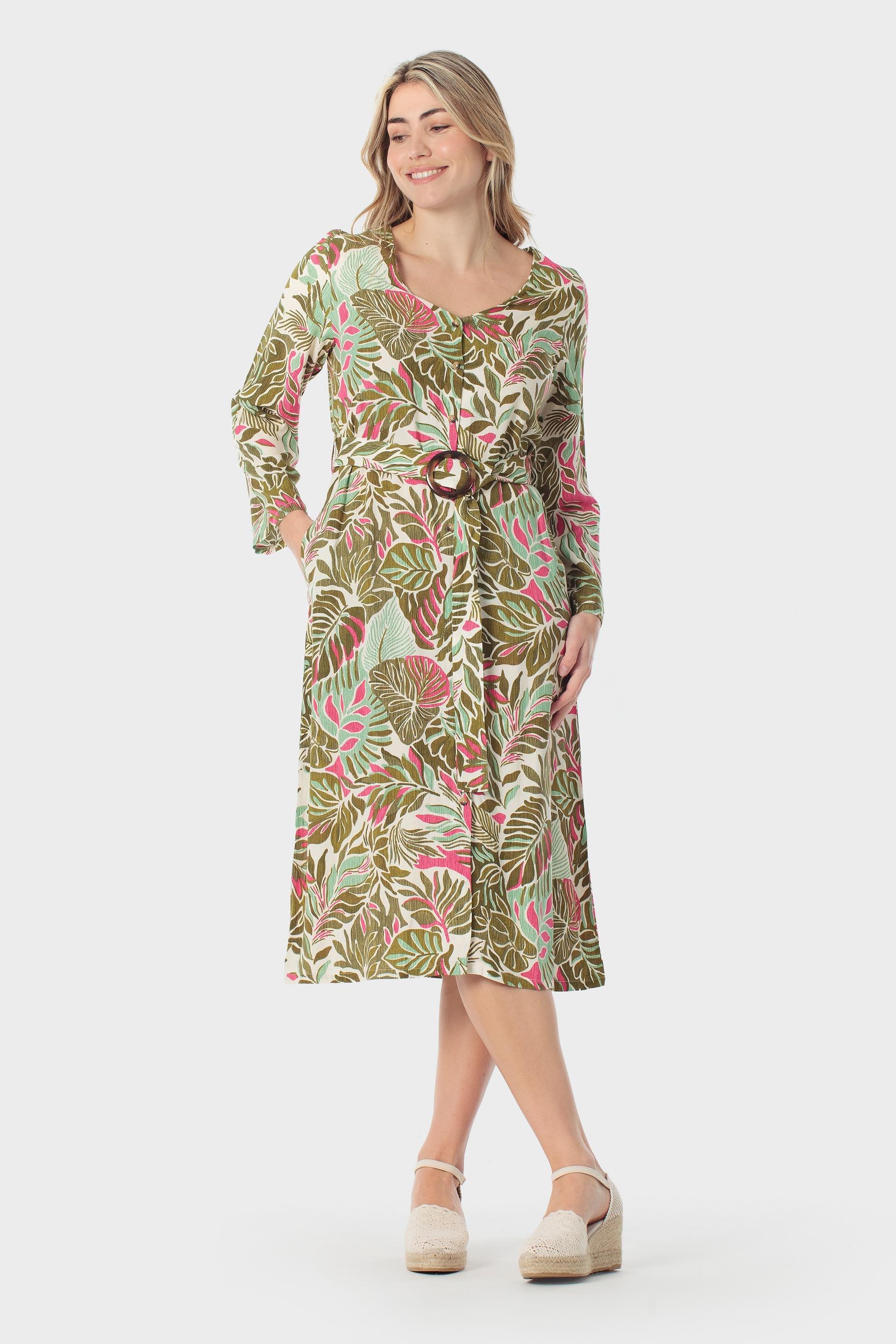 Green Printed Dress, Green Safari, large image number 0