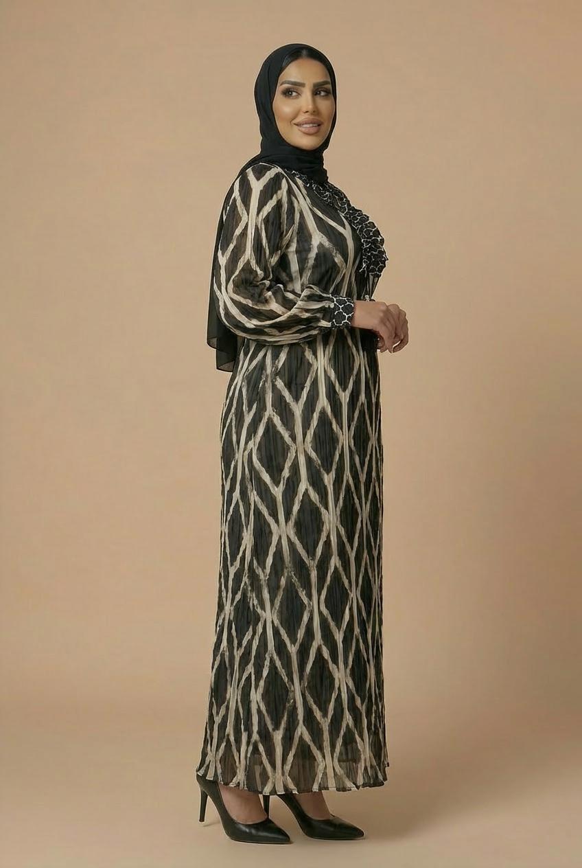 Black Printed Dress, 3701_120, large image number 4