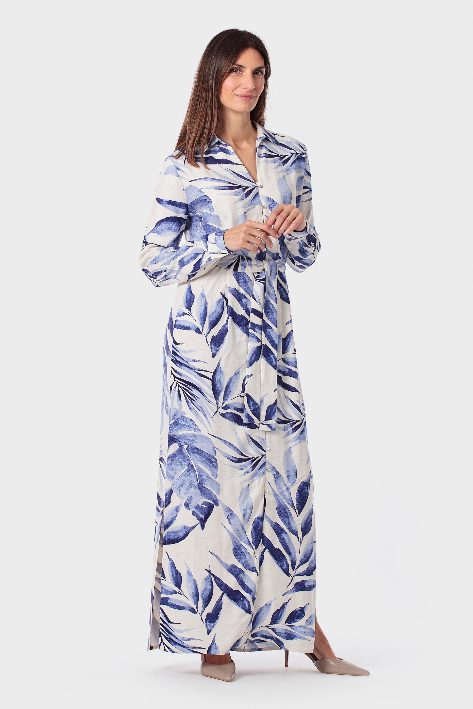 Blue Long Printed Dress, 3701_399, medium
