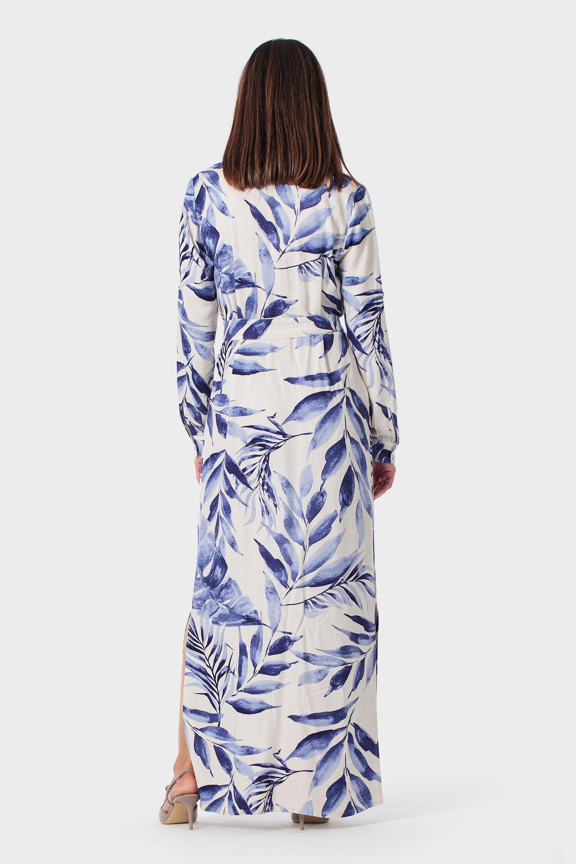 Blue Long Printed Dress, 3701_399, large image number 2