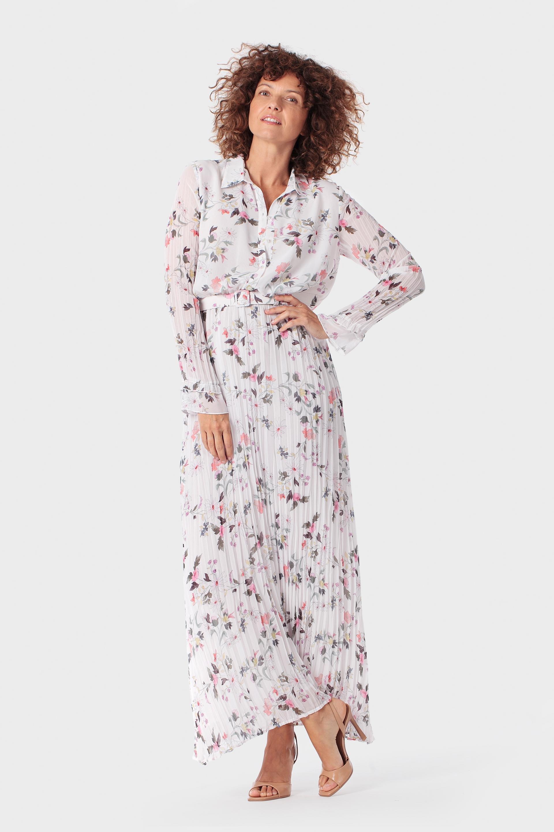 White Floral Print Dress, Pink, medium