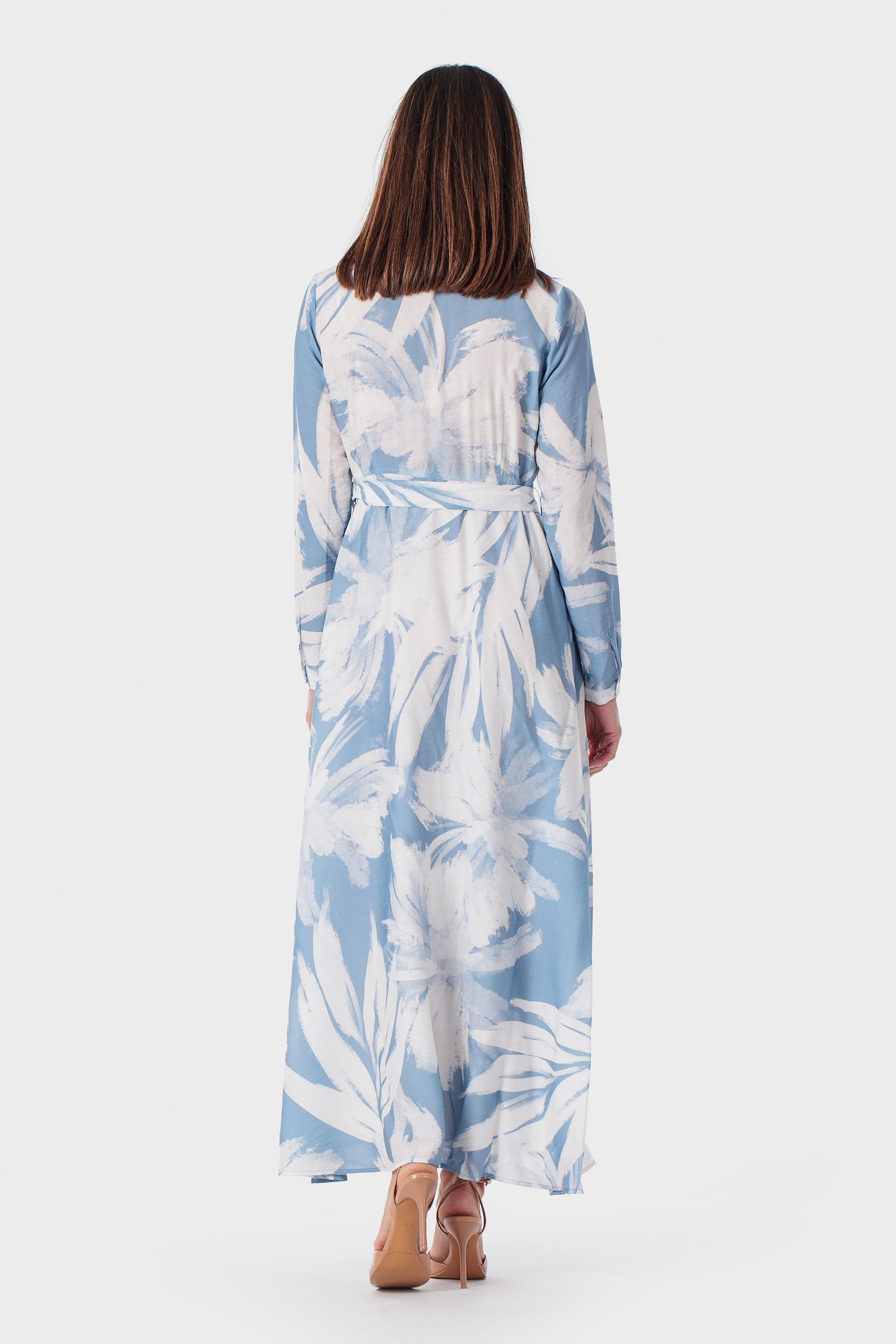 Blue Printed Shirt Dress, 3701_320, medium