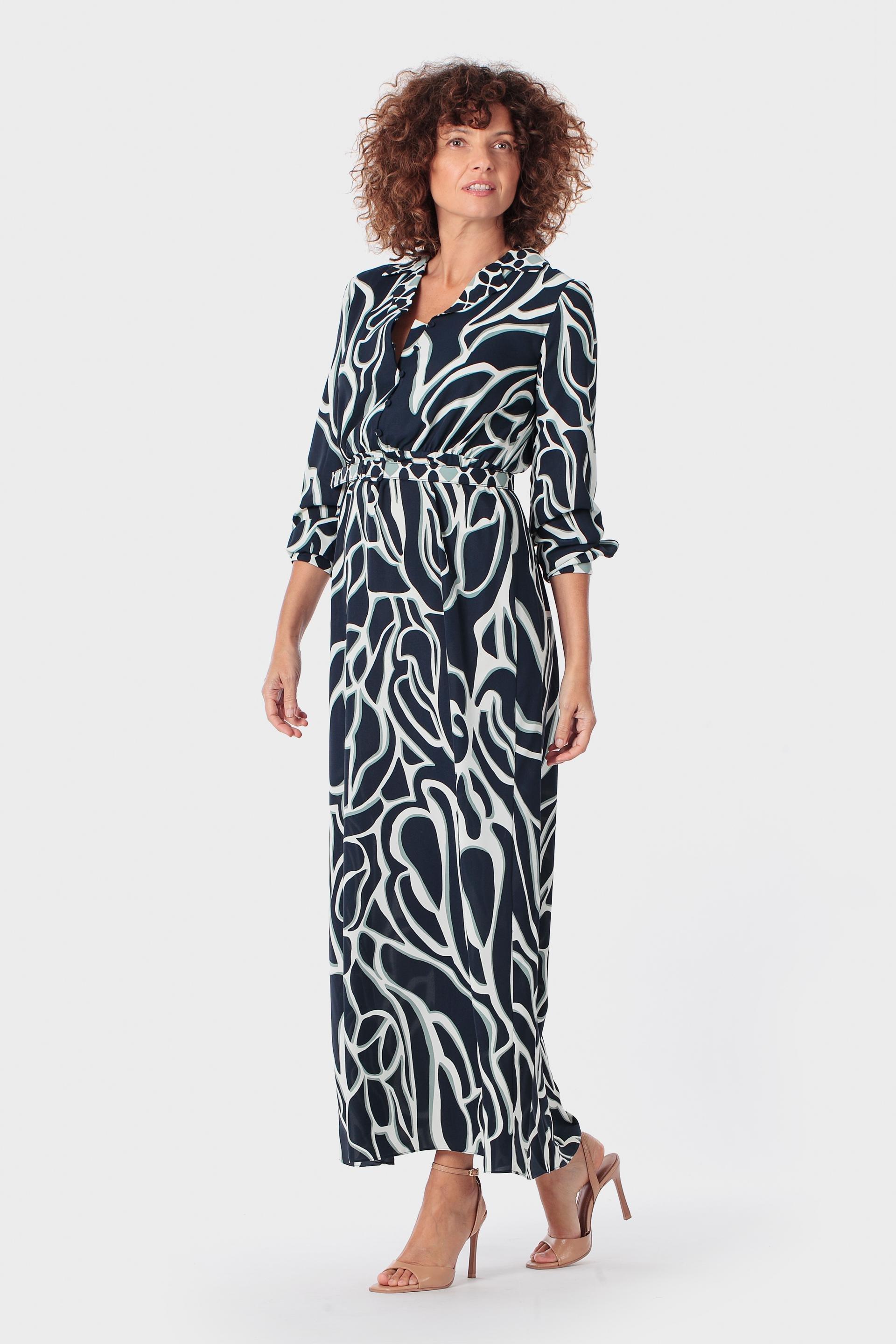 Navy Printed Dress, 3701_104, medium