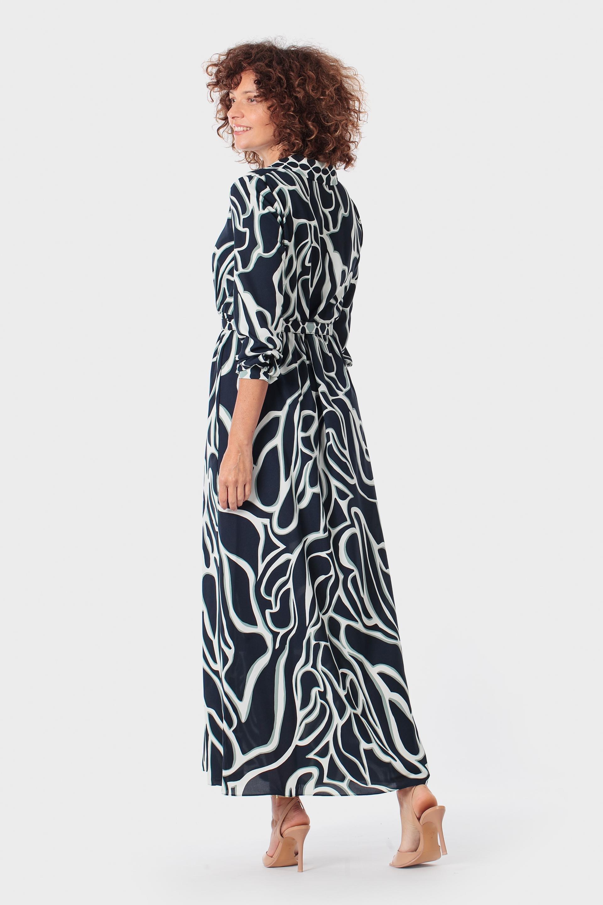 Navy Printed Dress, 3701_104, medium