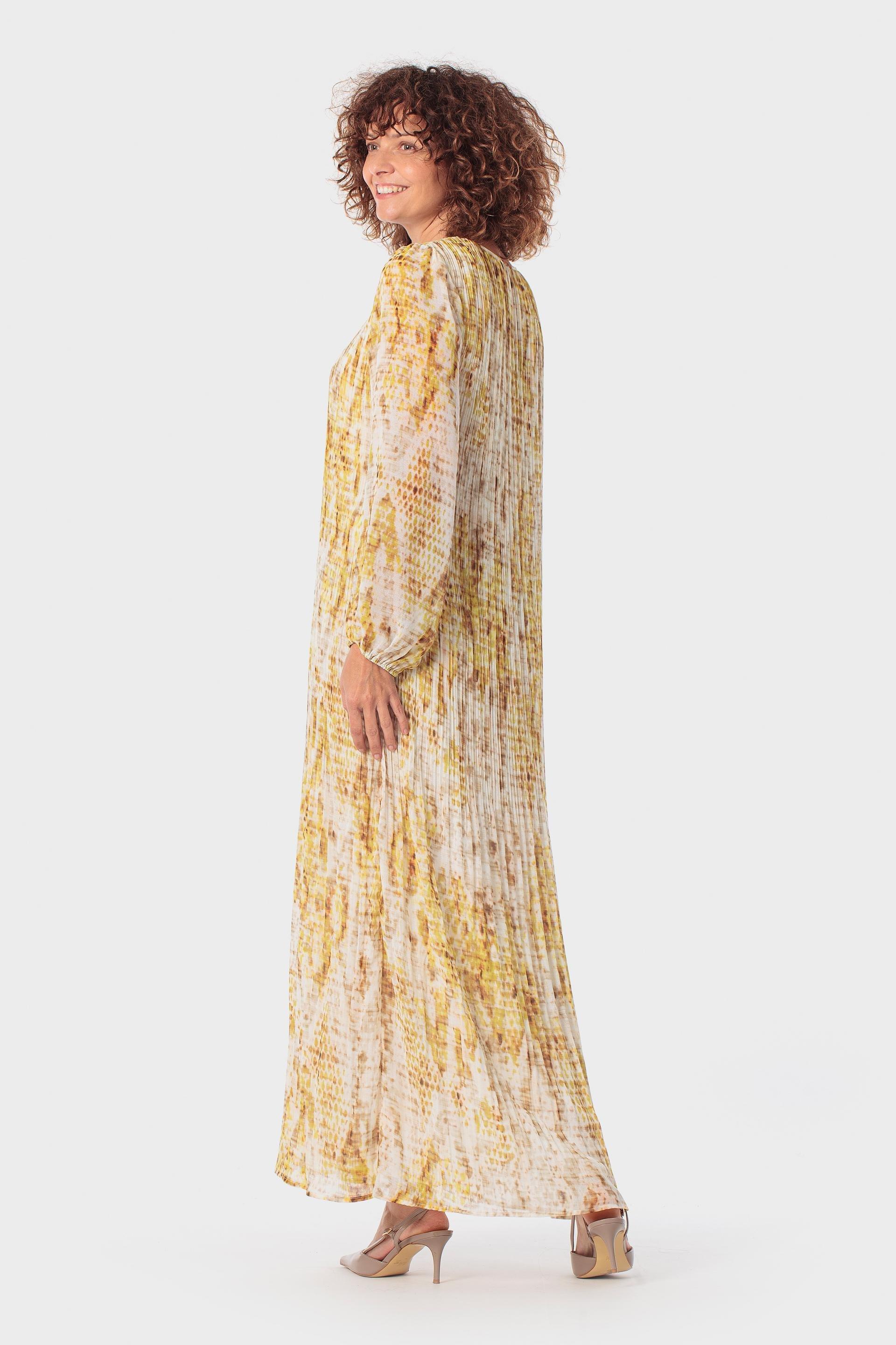 فستان أصفر مطبع, 3701_398, large image number 1