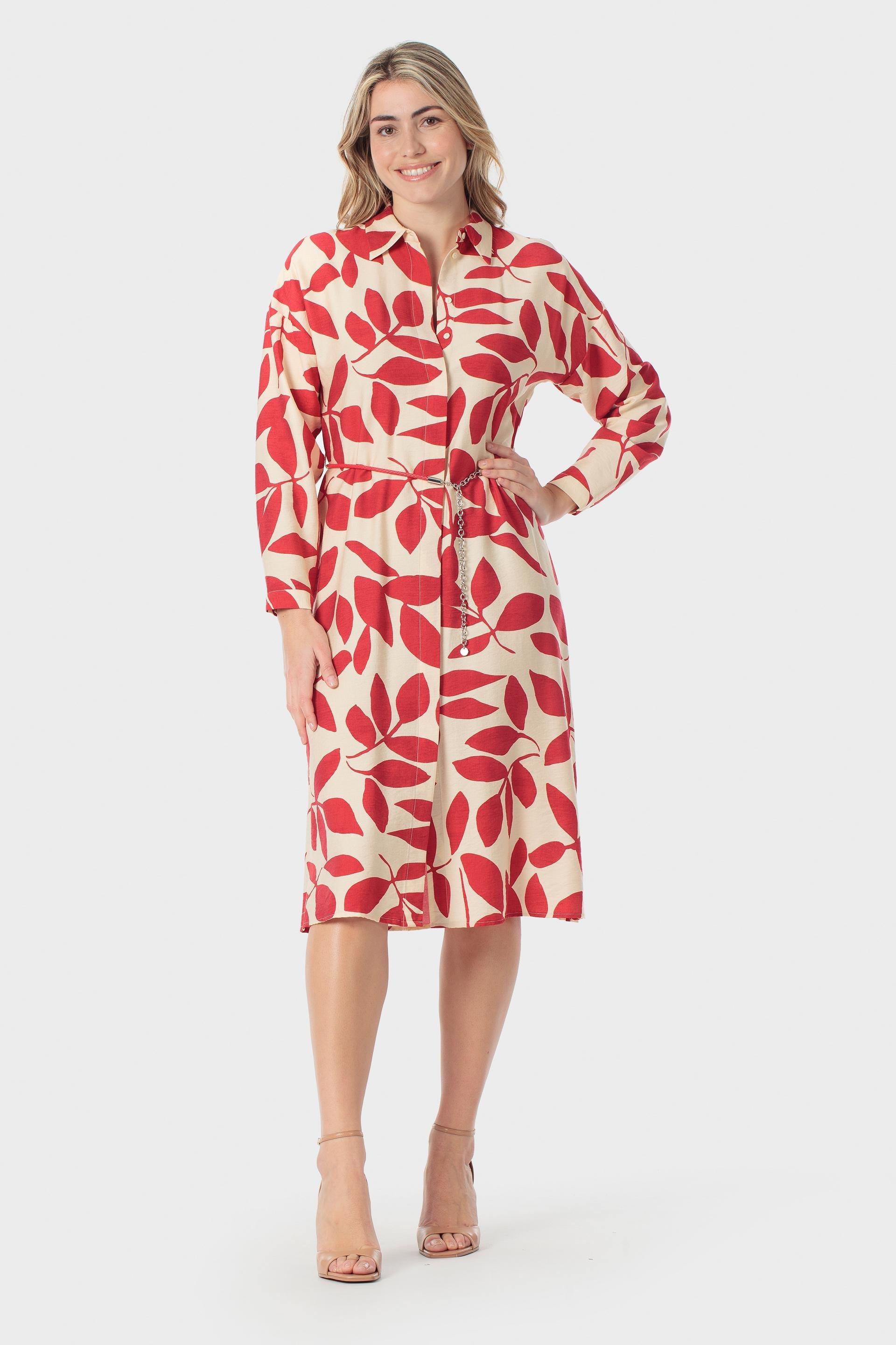 Red Printed Dress, Red, medium