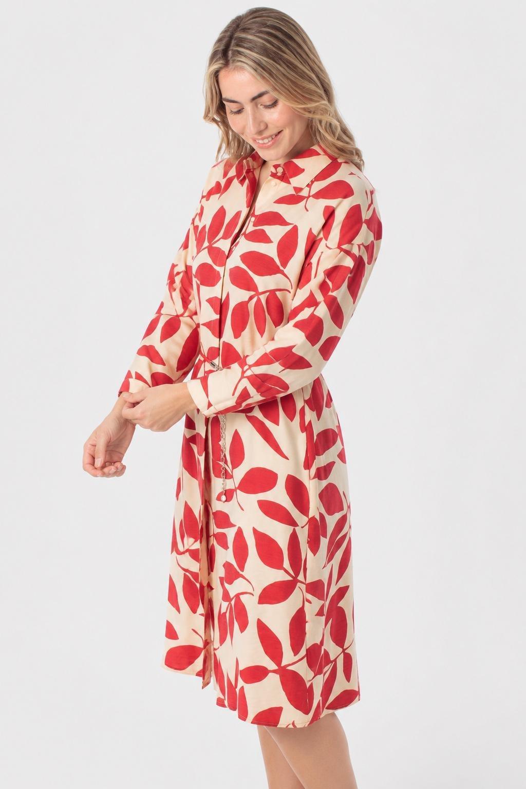 Red Printed Dress, Red, medium