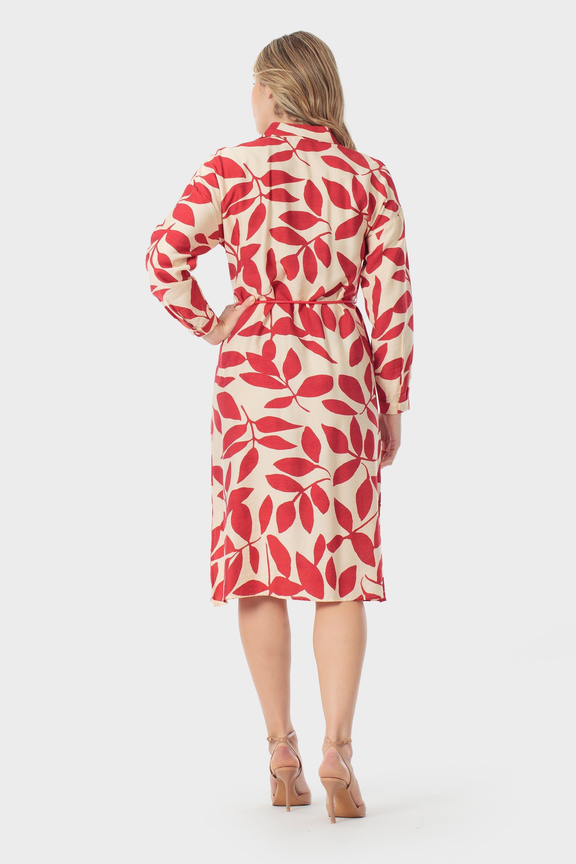 Red Printed Dress, Red, medium