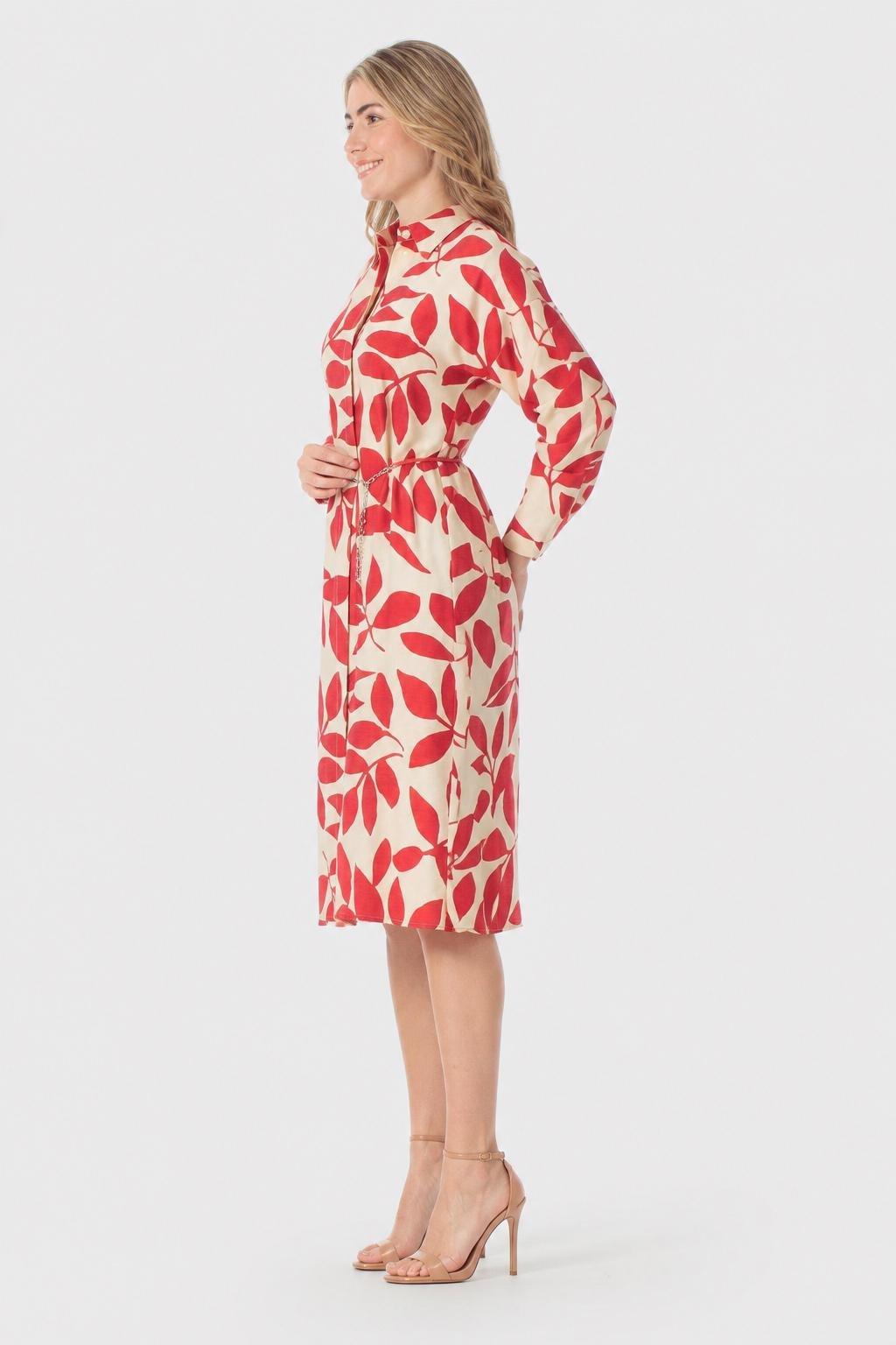 Red Printed Dress, Red, medium