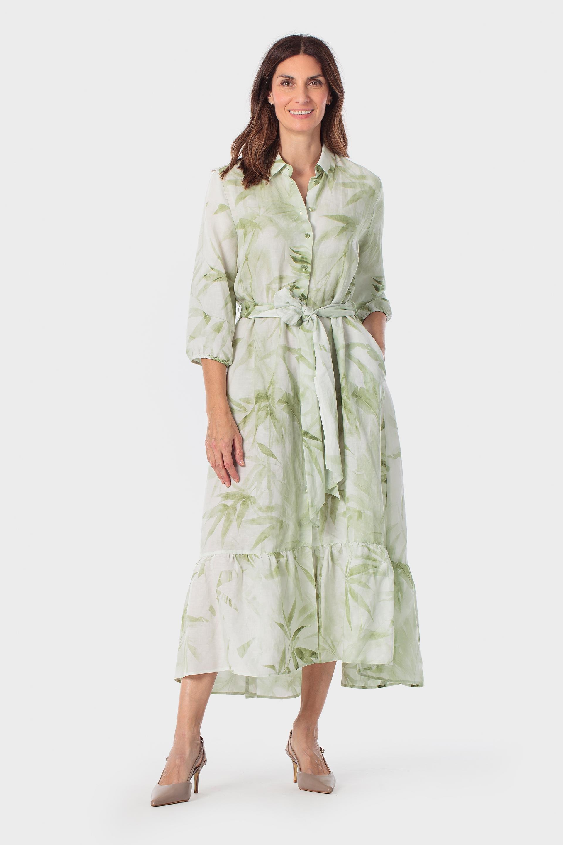 Green Leaves Print Dress, Green Fern, large image number 1