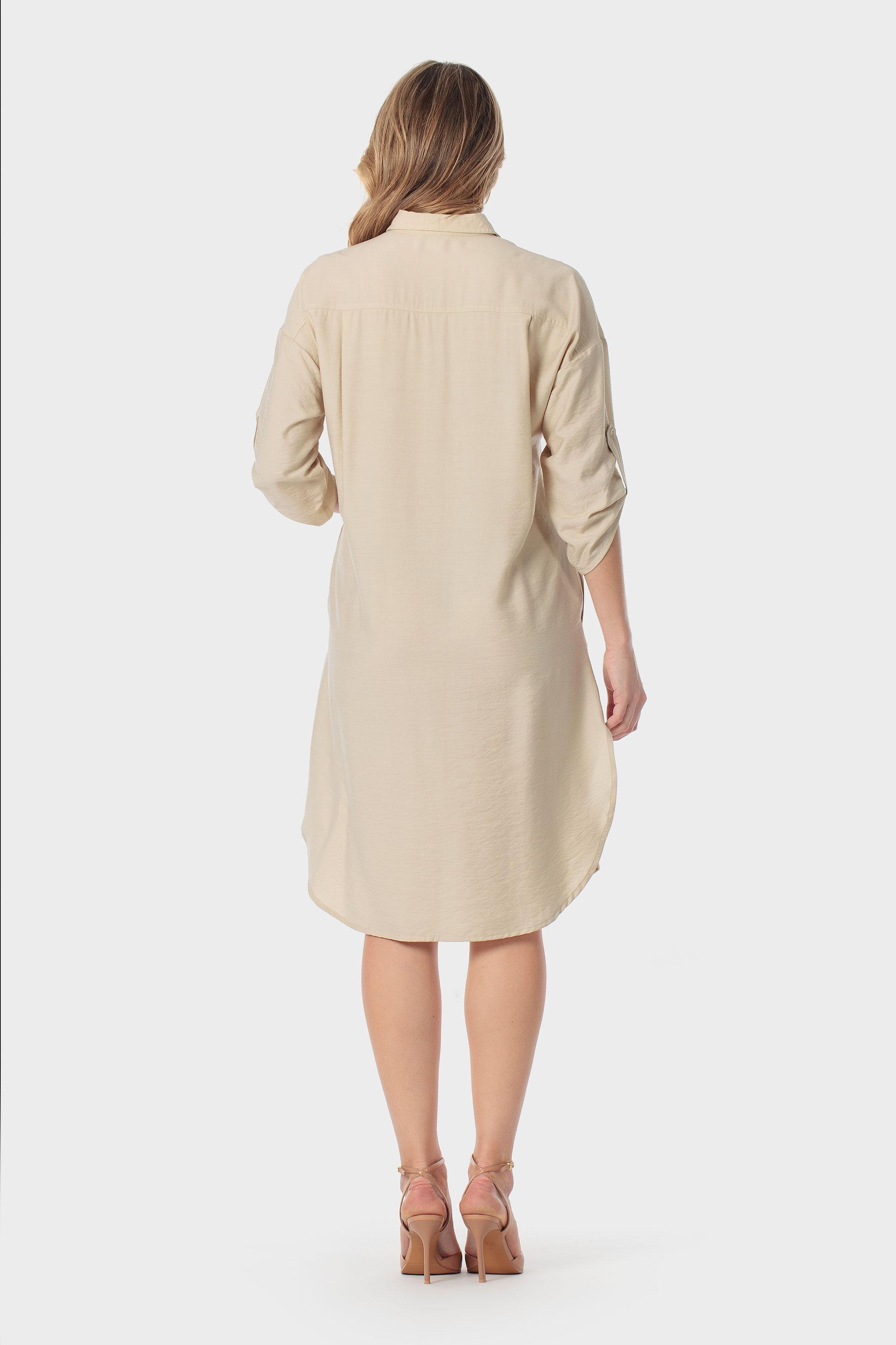 فستان بيج بتطريز زهري, Beige, medium