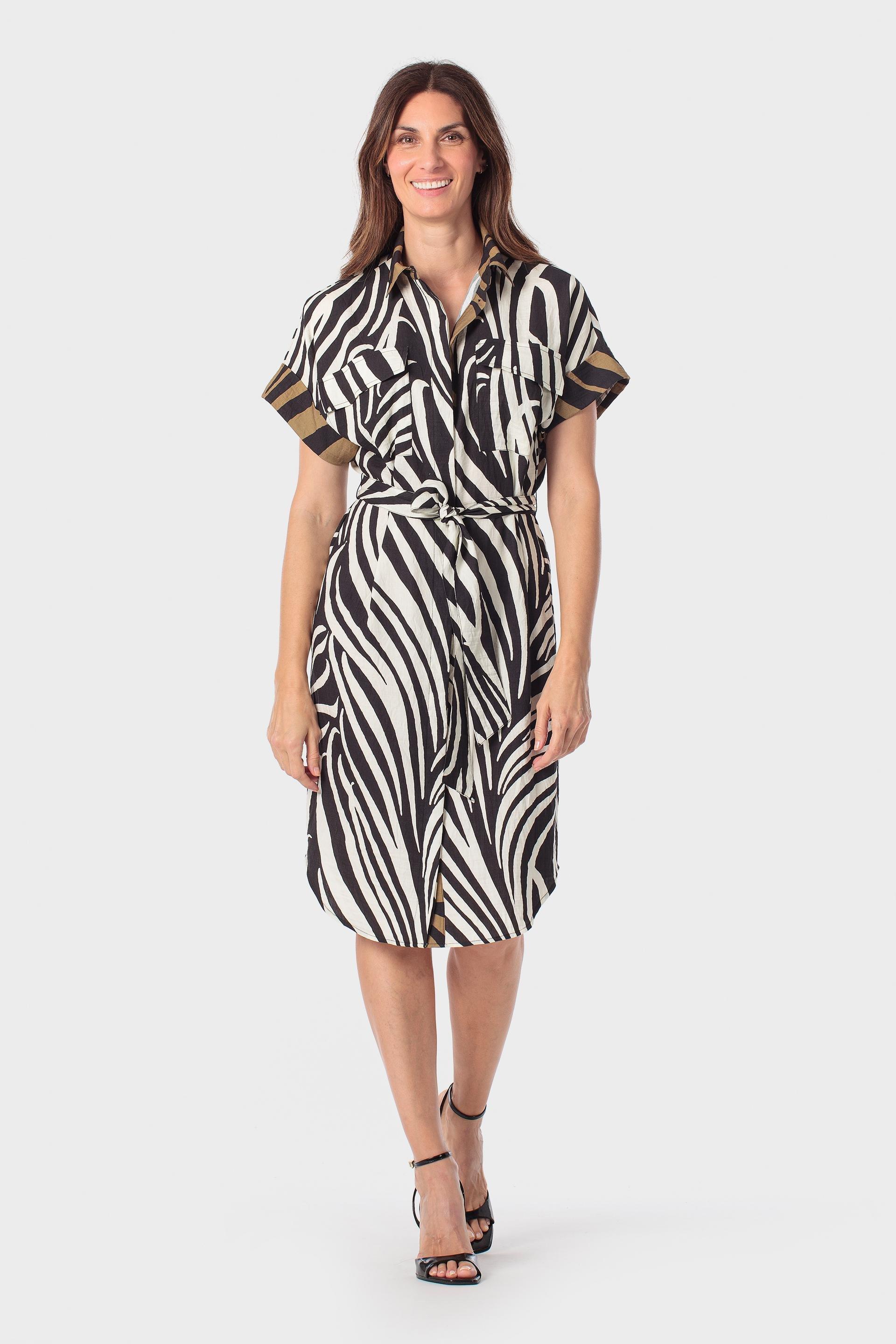 Black Printed Dress, Black, large image number 0