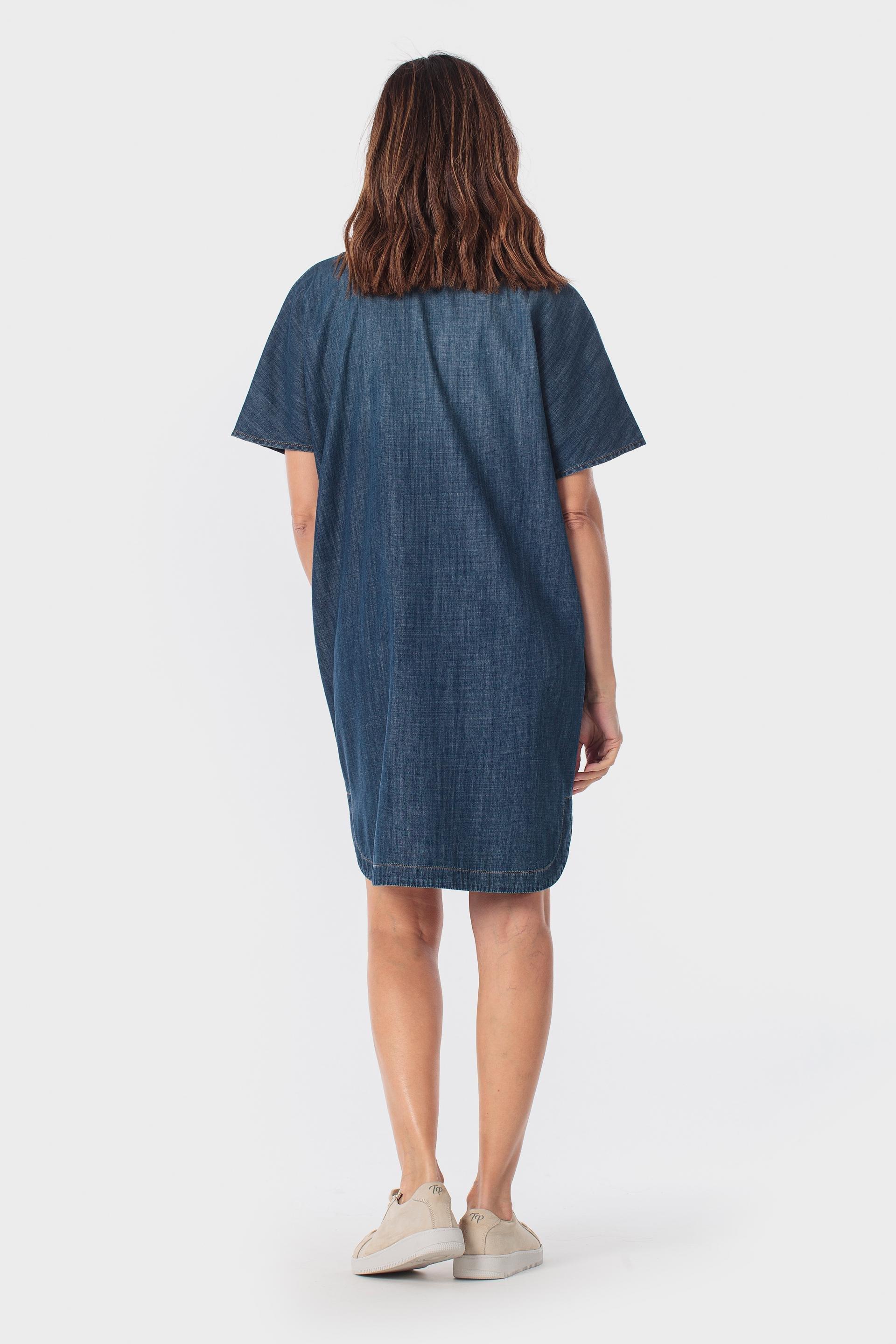 Navy Chambray Dress, Blue Denim, large image number 1