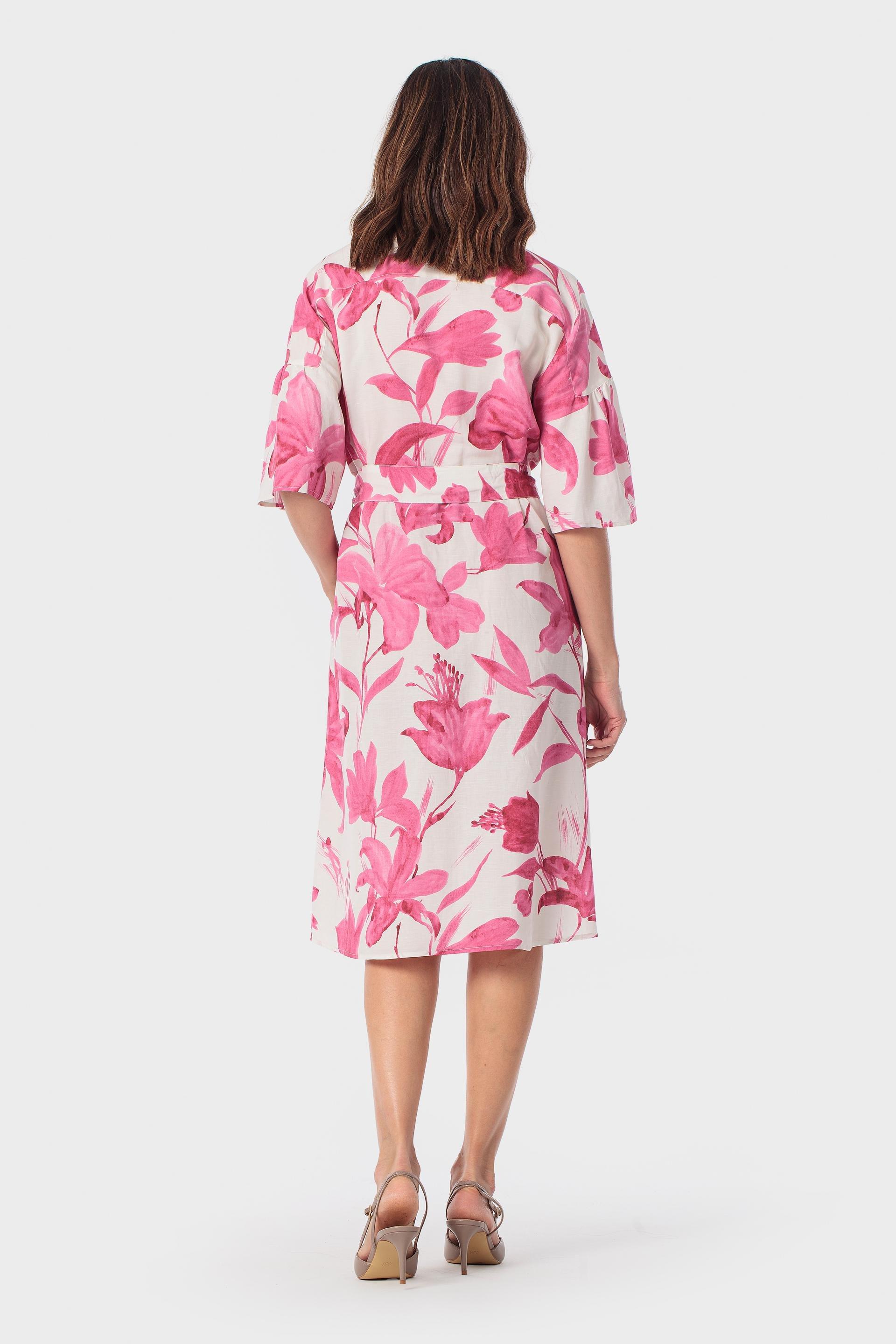Pink Printed Dress, Fuchsia Bouganvilla, large image number 1