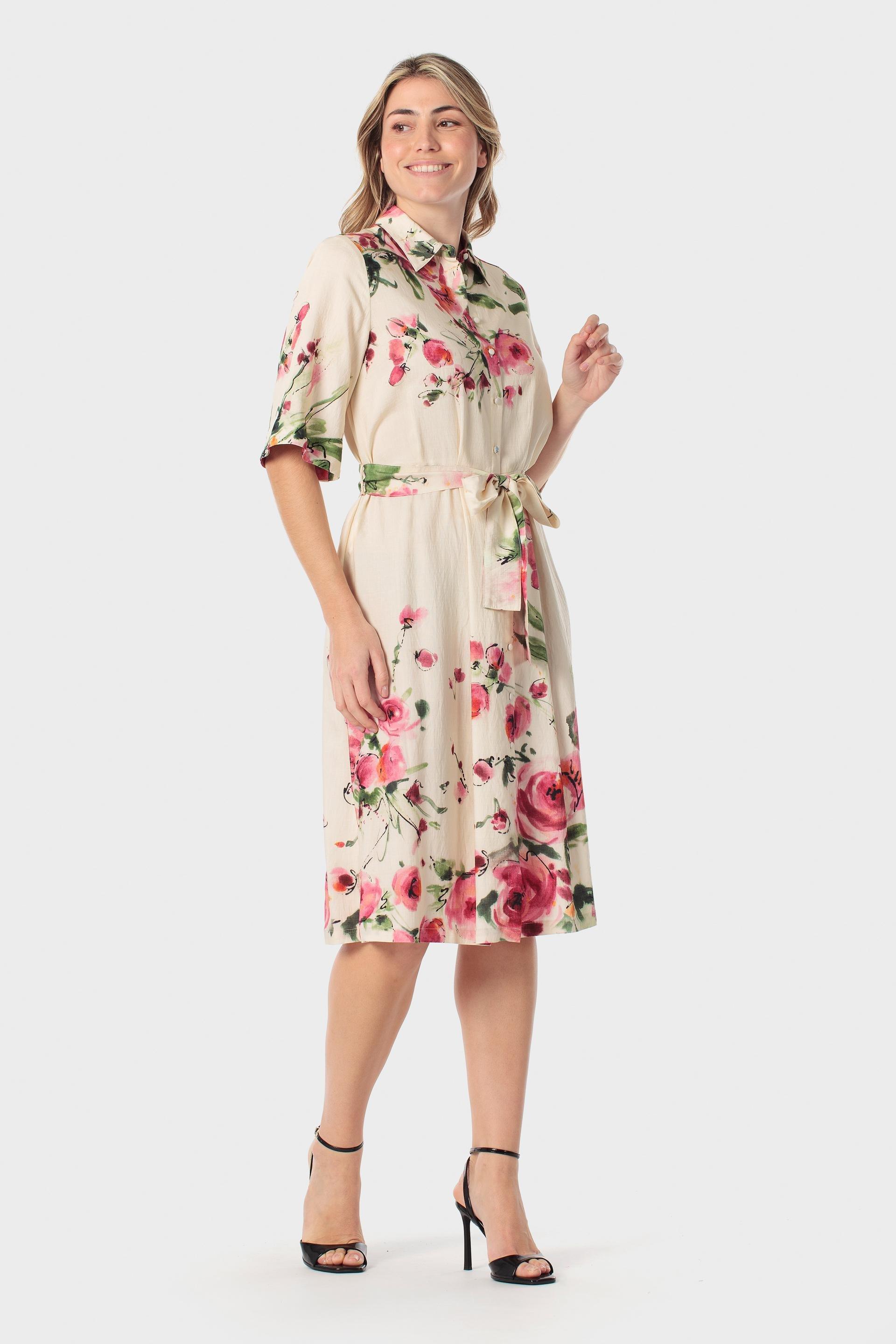 فستان كريمي مطبوع, Yellow Vainilla, large image number 0