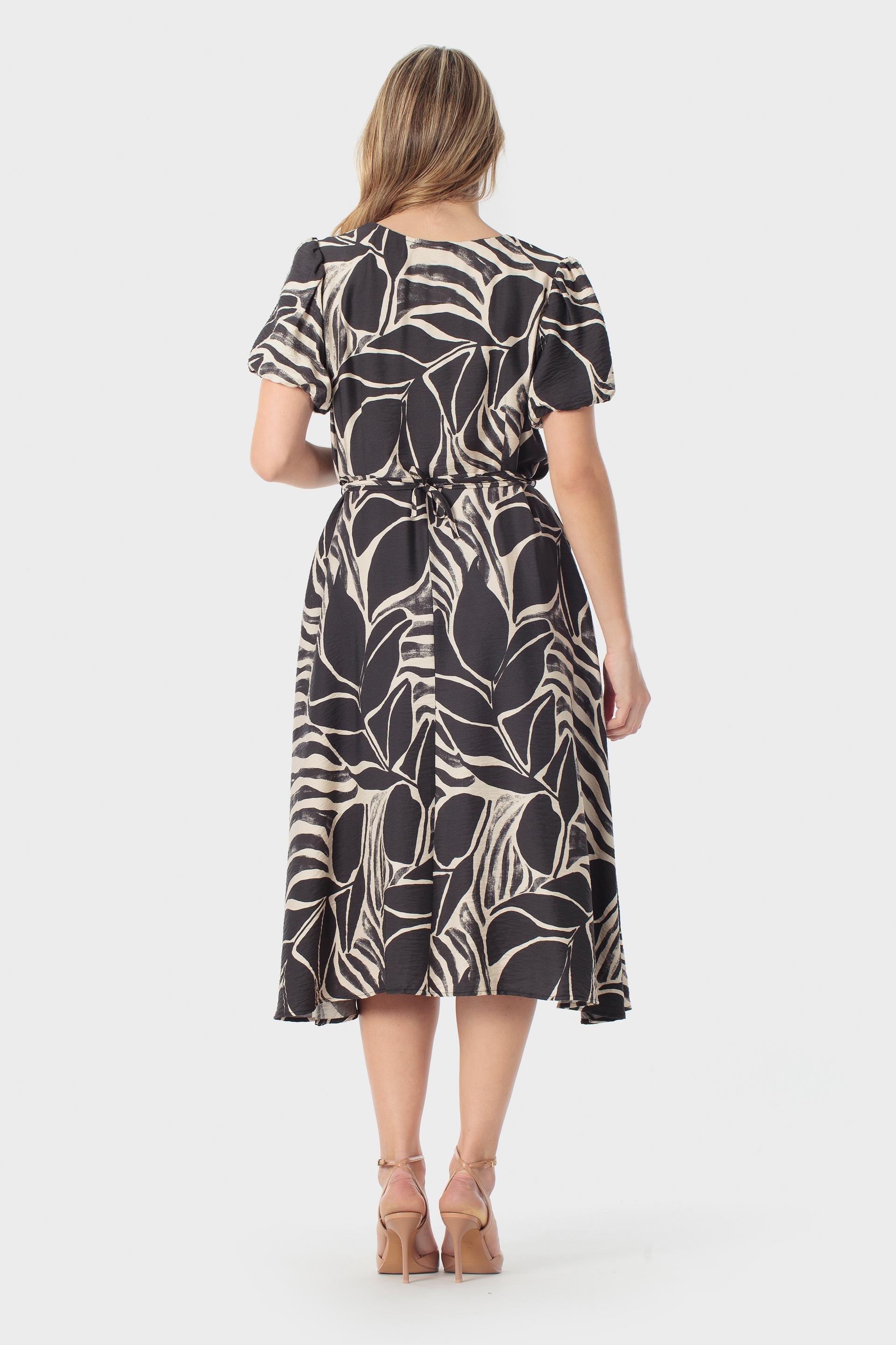 Black Printed Dress, Black, large image number 1