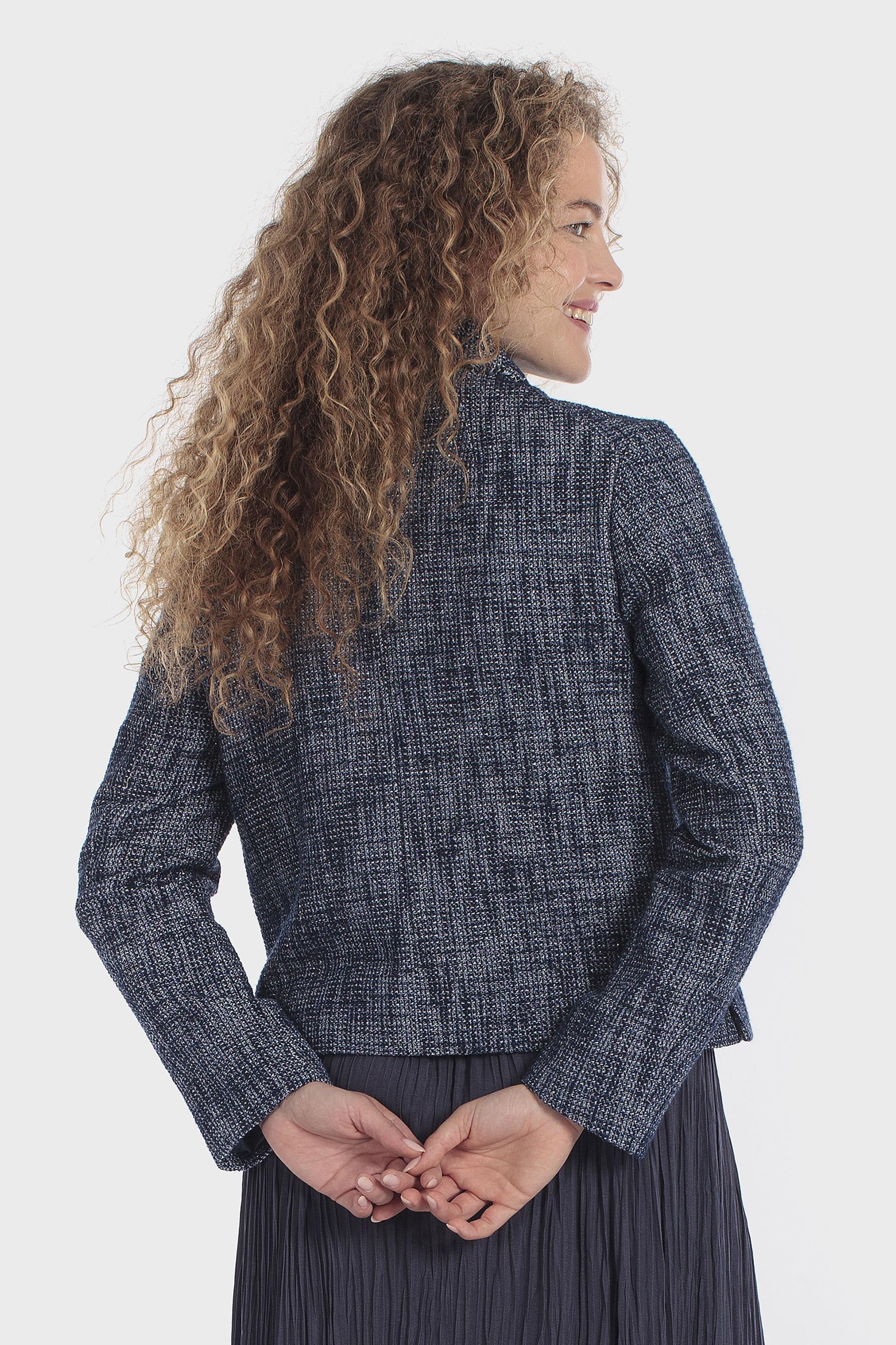 Frayed Tweed Buttoned Jacket Navy, Blue Navy, large image number 2