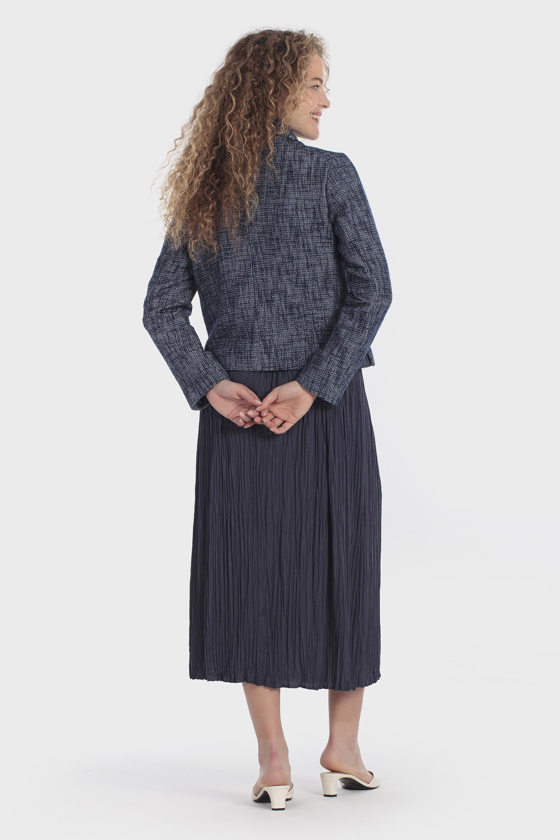 Frayed Tweed Buttoned Jacket Navy, Blue Navy, large image number 3
