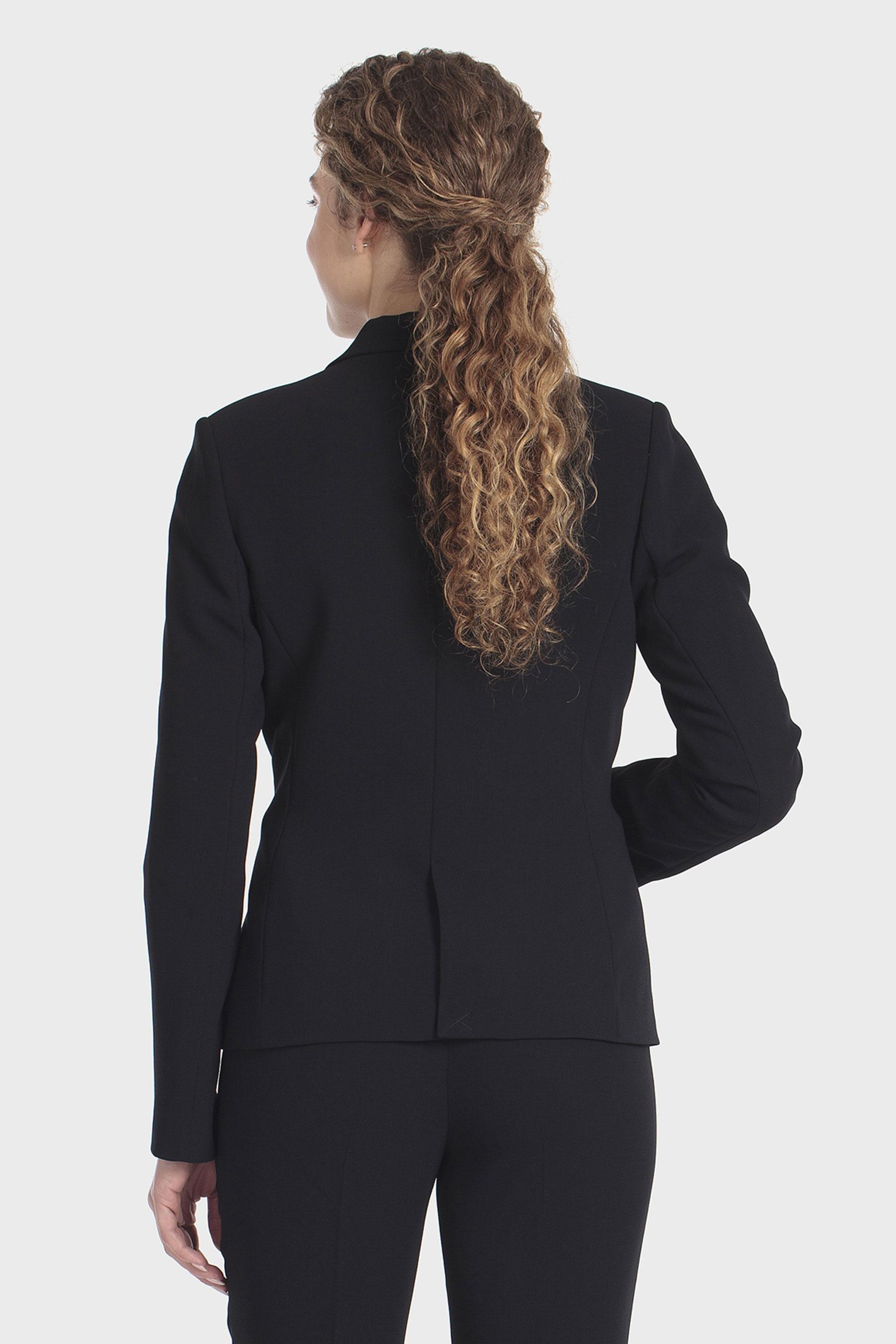 بليزر كريب أسود بأزرار وقصة كلاسيكية, Black, medium