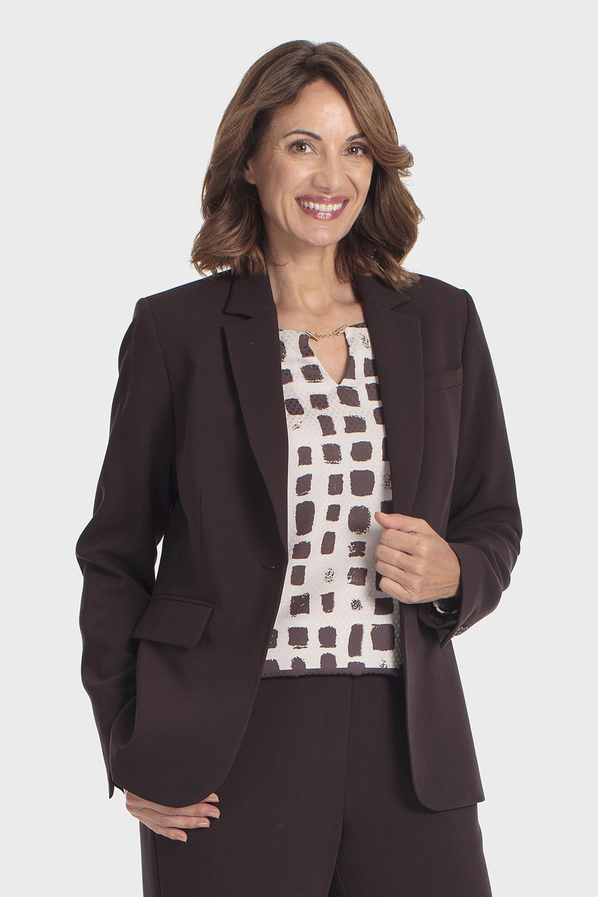 Brown blazer, WOMEN, Brown Chocolate, medium