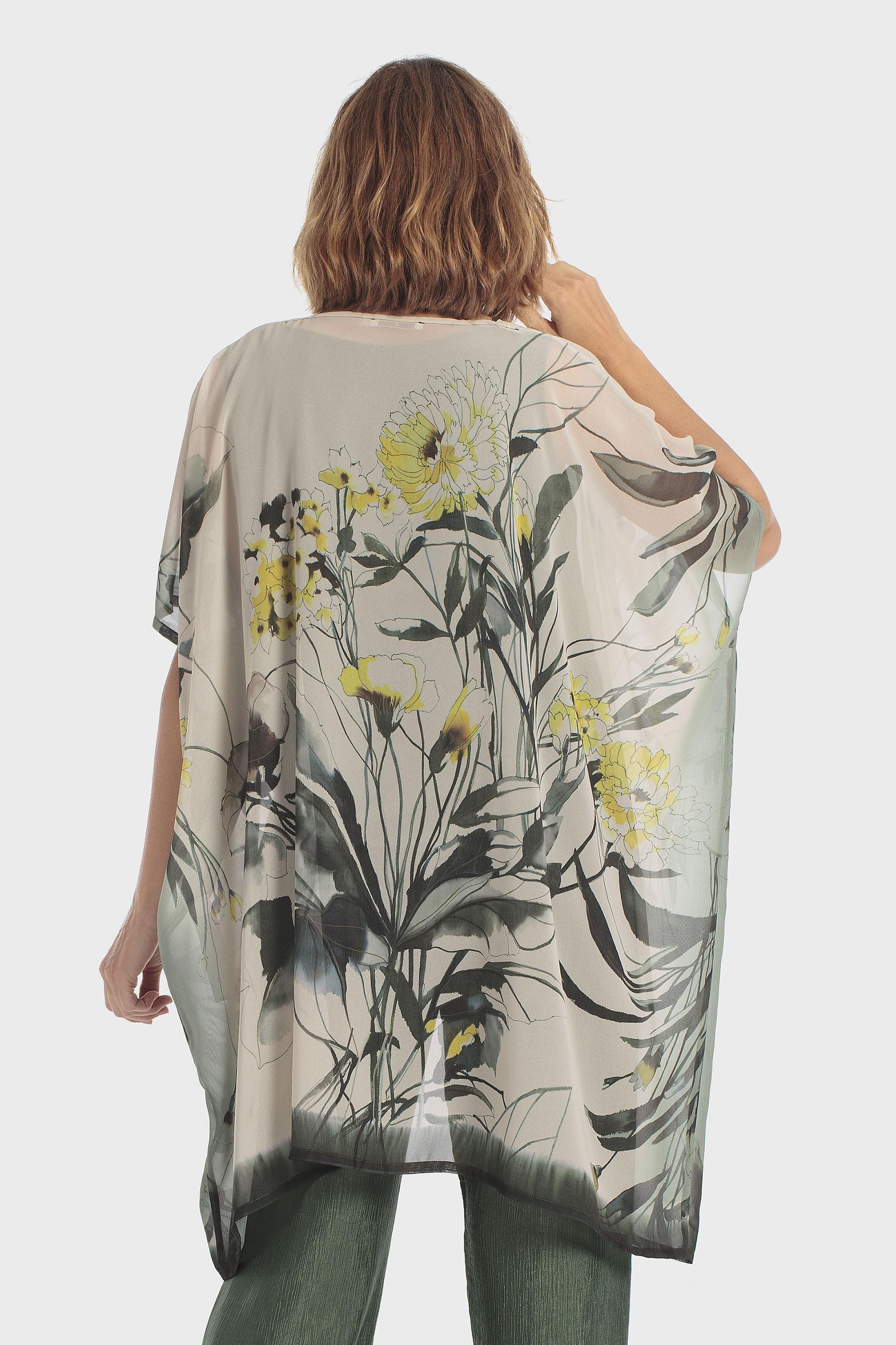 Printed Semi-Sheer Kimono Green, Green Forest, large image number 4