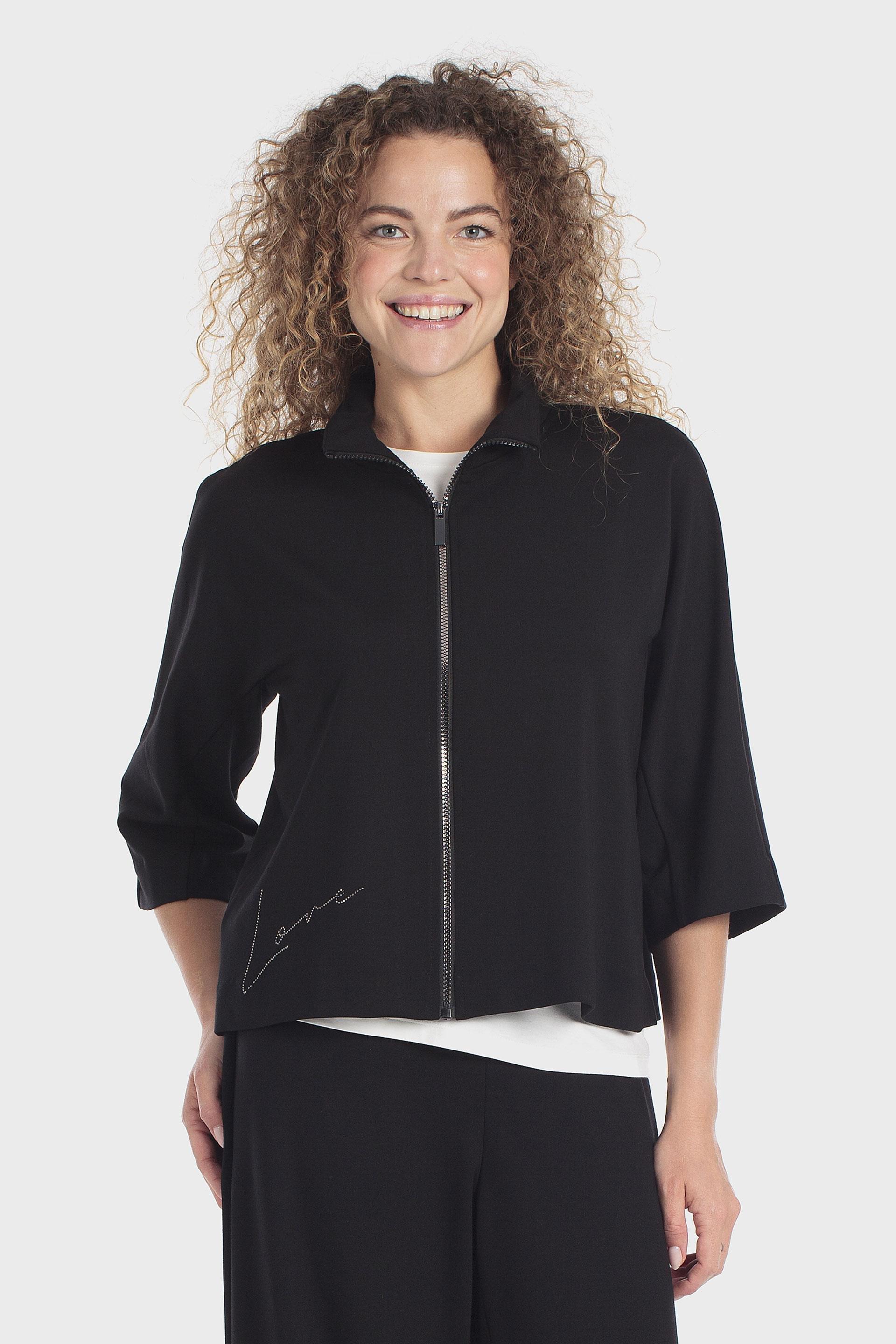 Black Zipper Jacket, Black, large image number 0