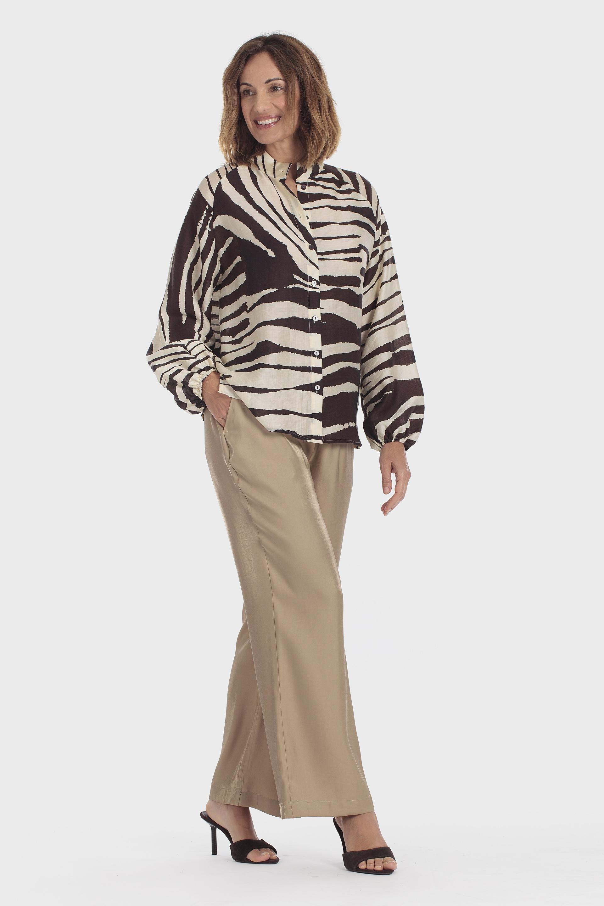 Animal Print Long Sleeve Shirt Brown, Brown Coffee, large image number 1