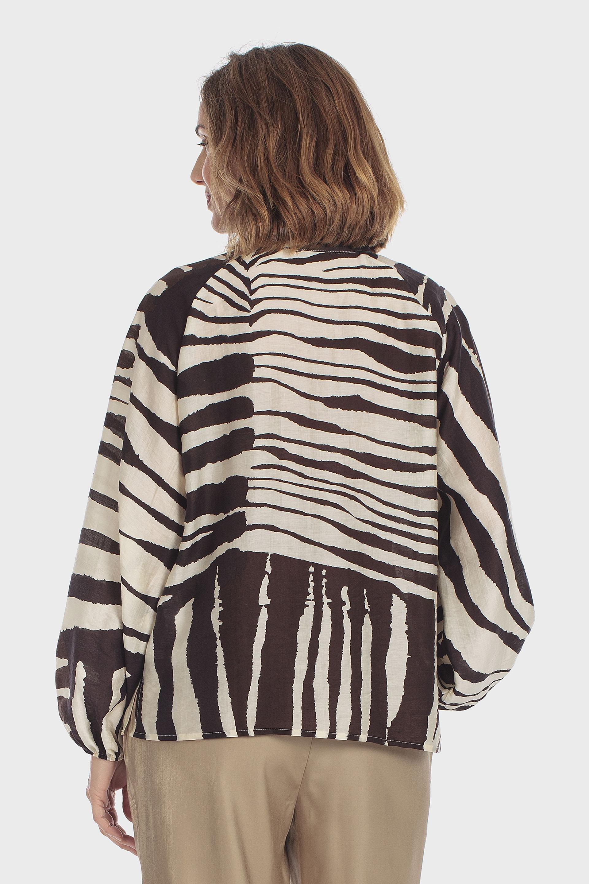 Animal Print Long Sleeve Shirt Brown, Brown Coffee, medium