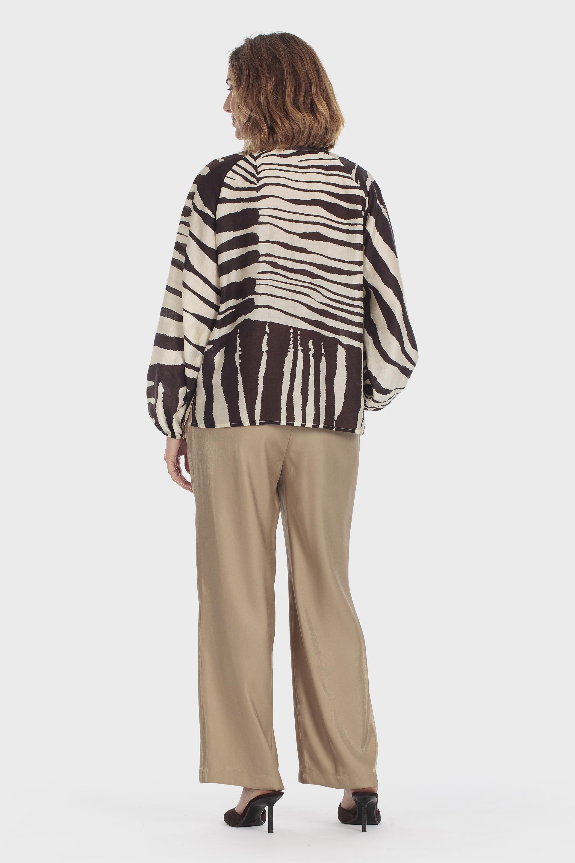 Animal Print Long Sleeve Shirt Brown, Brown Coffee, large image number 3
