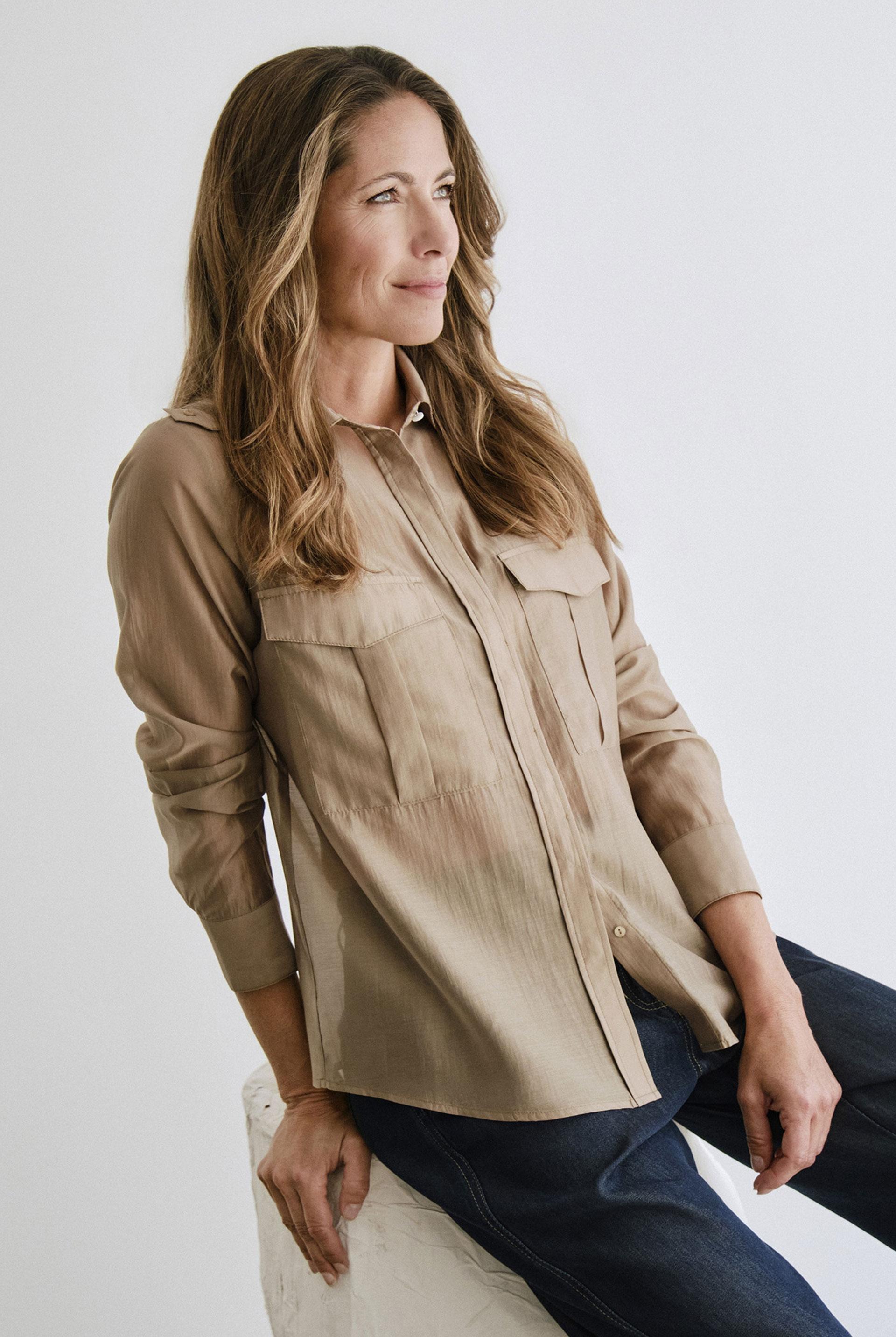 Semi-Sheer Utility Shirt Green, 3701_175, medium
