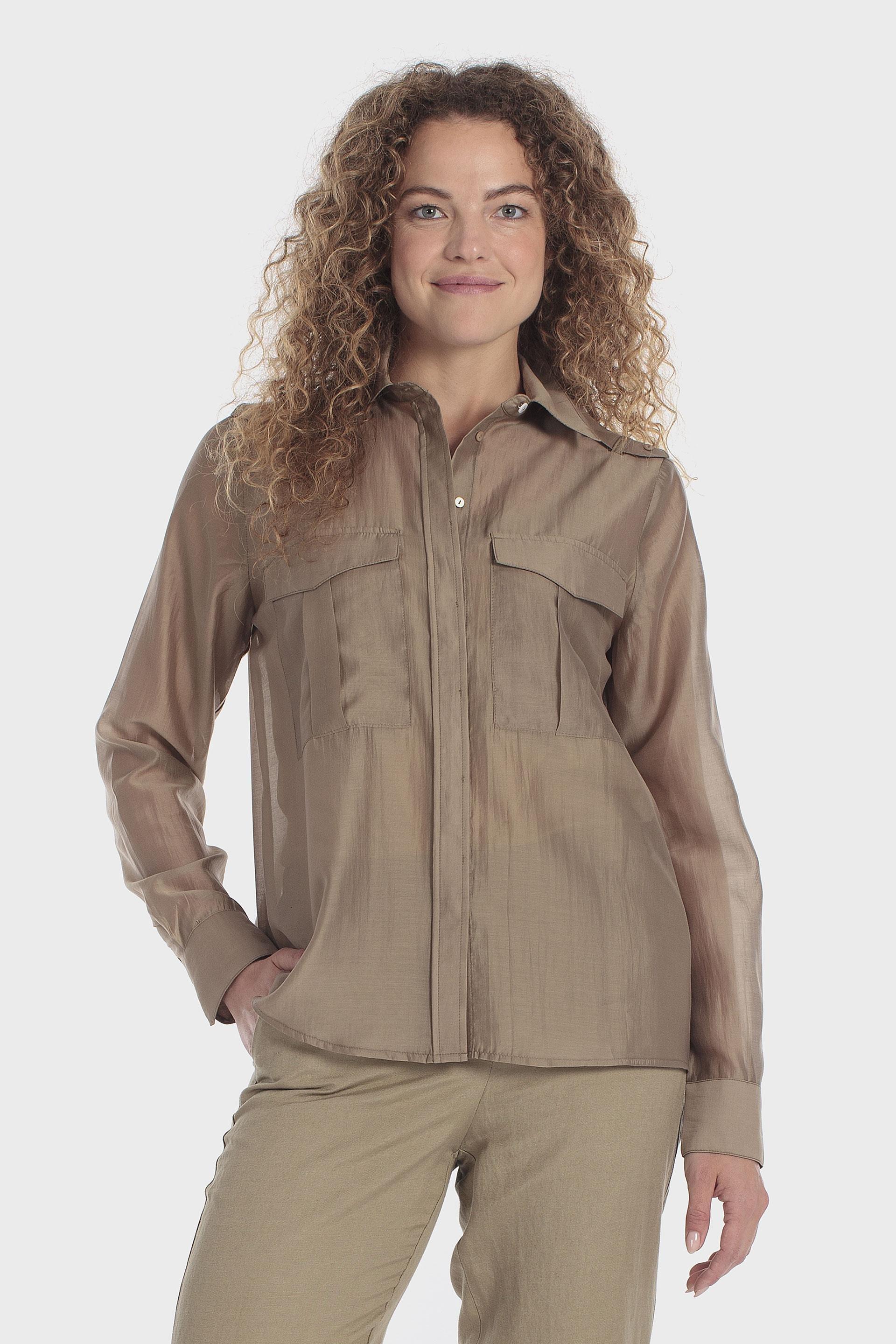 Semi-Sheer Utility Shirt Green, 3701_175, large image number 2