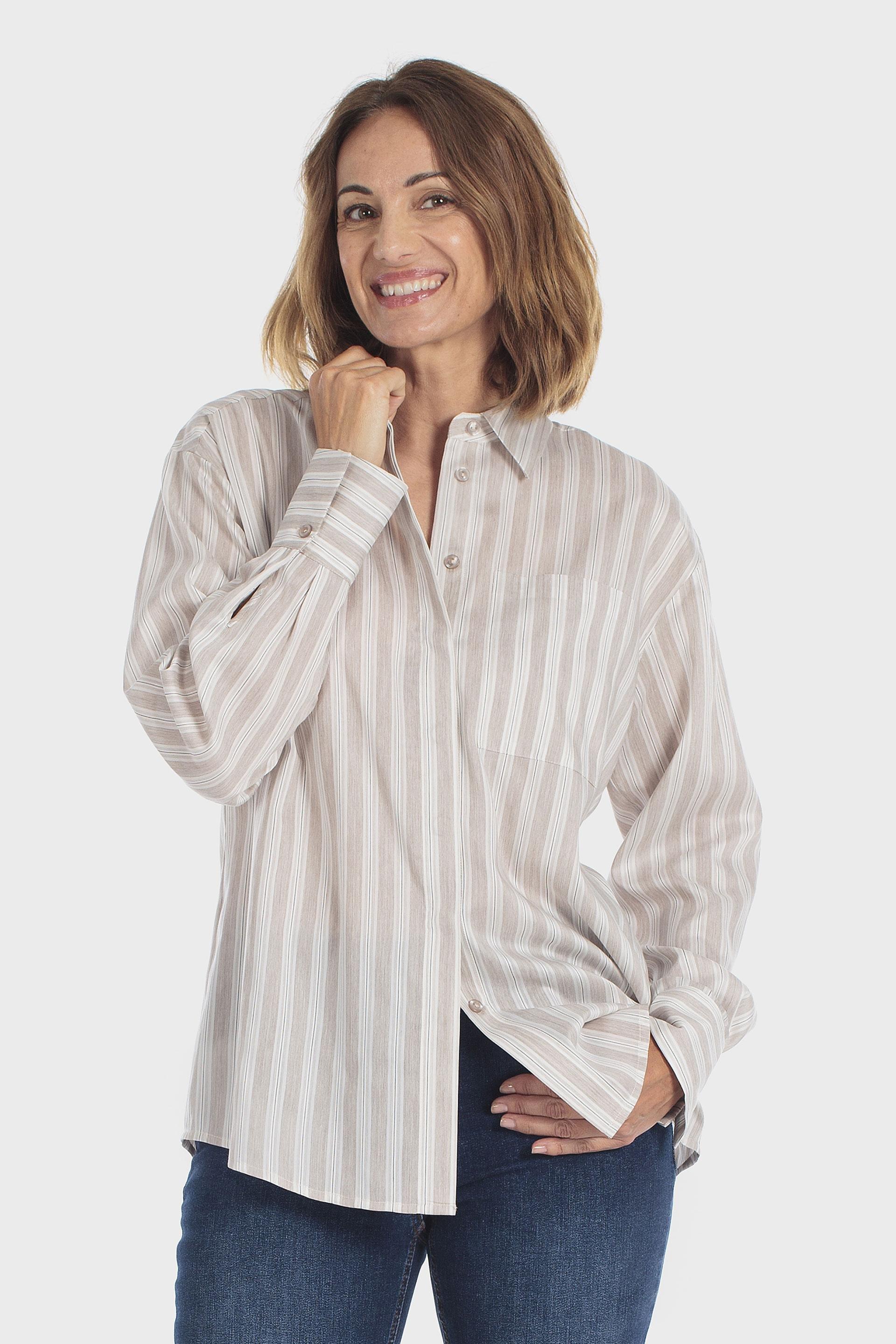 Beige Striped Shirt, Beige Toasted, medium