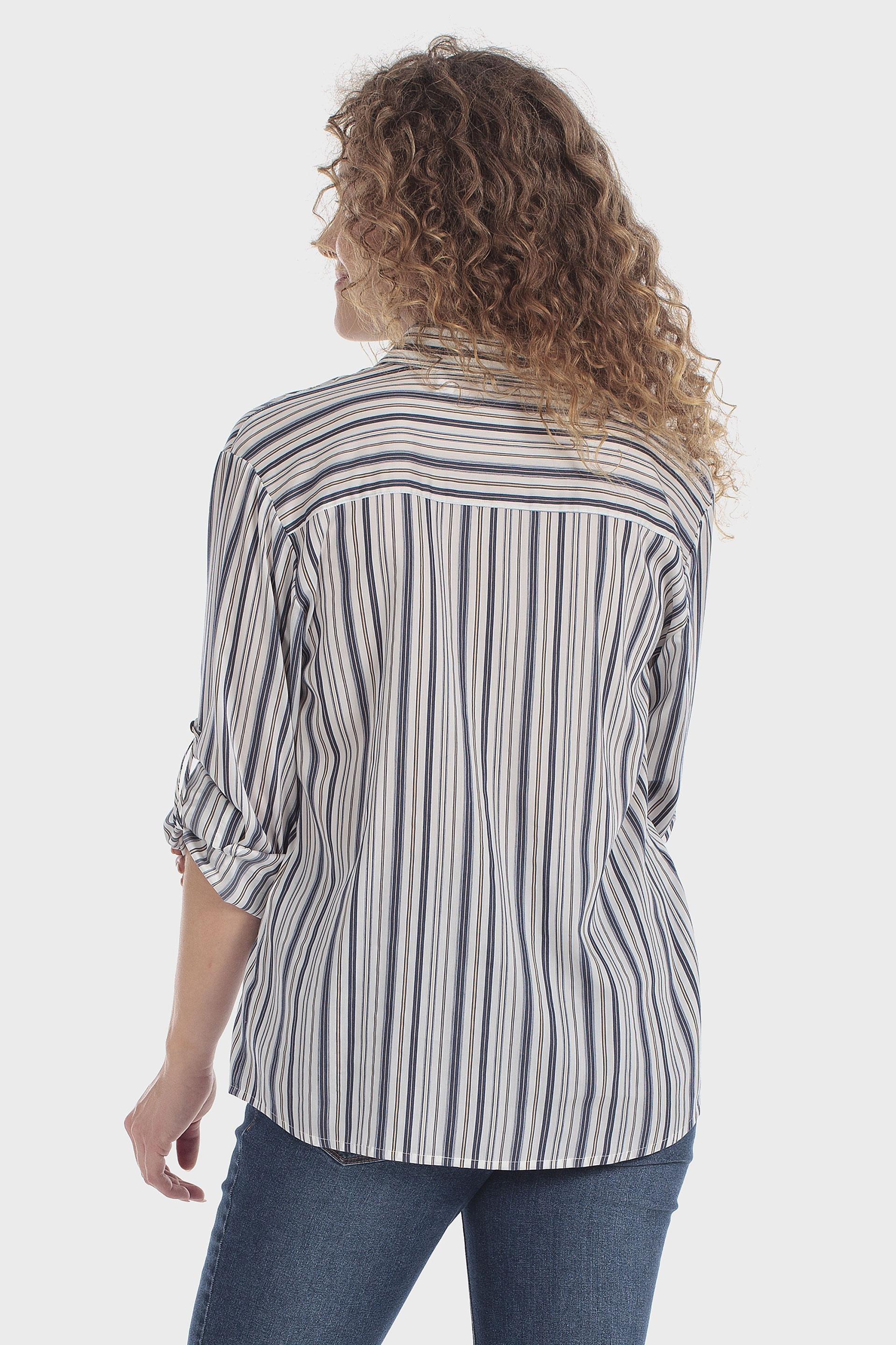قميص مقلّم بأكمام قابلة للطي كحلي, Blue Navy, large image number 2