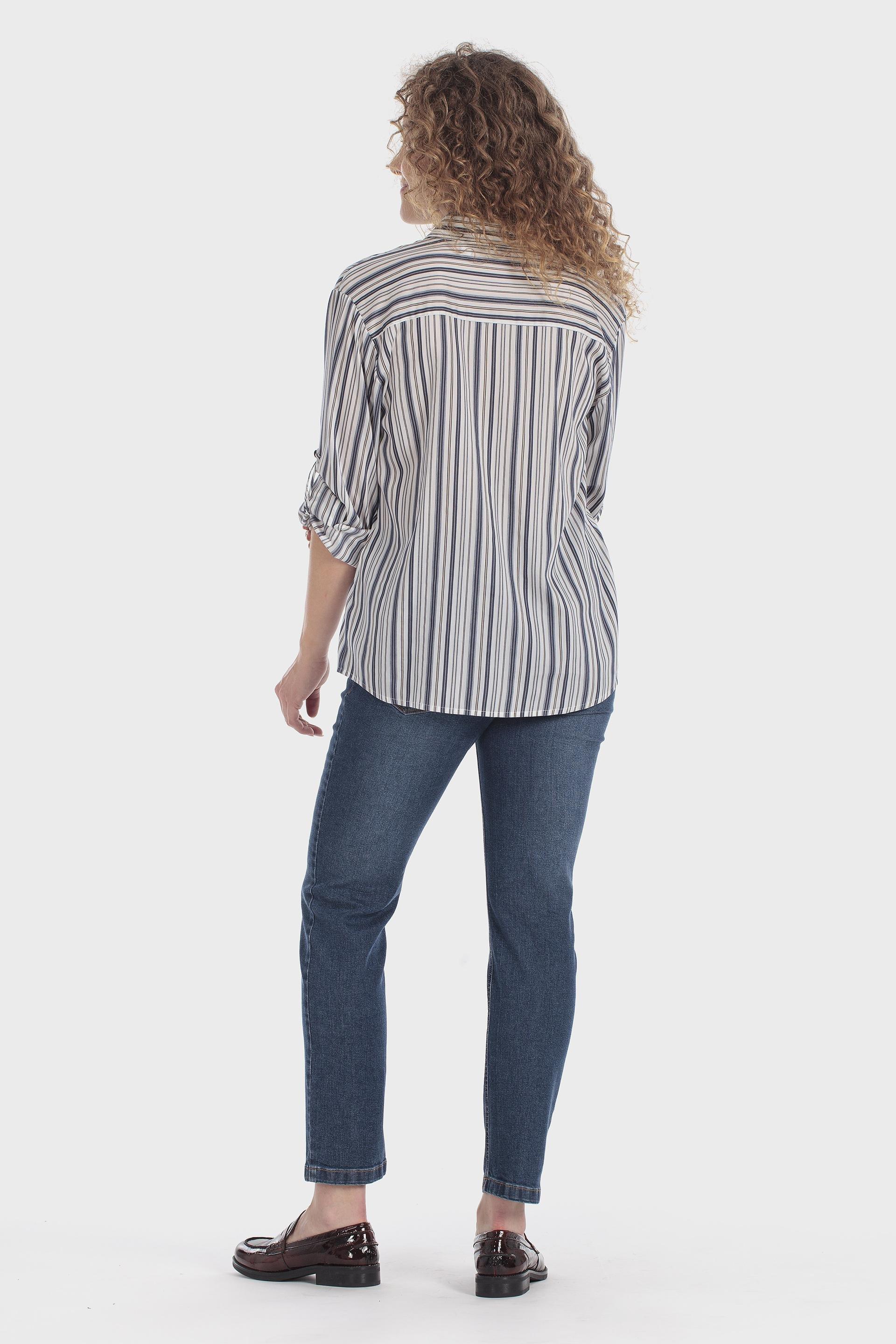 Striped Roll-Up Sleeve Shirt Navy, , large image number 3