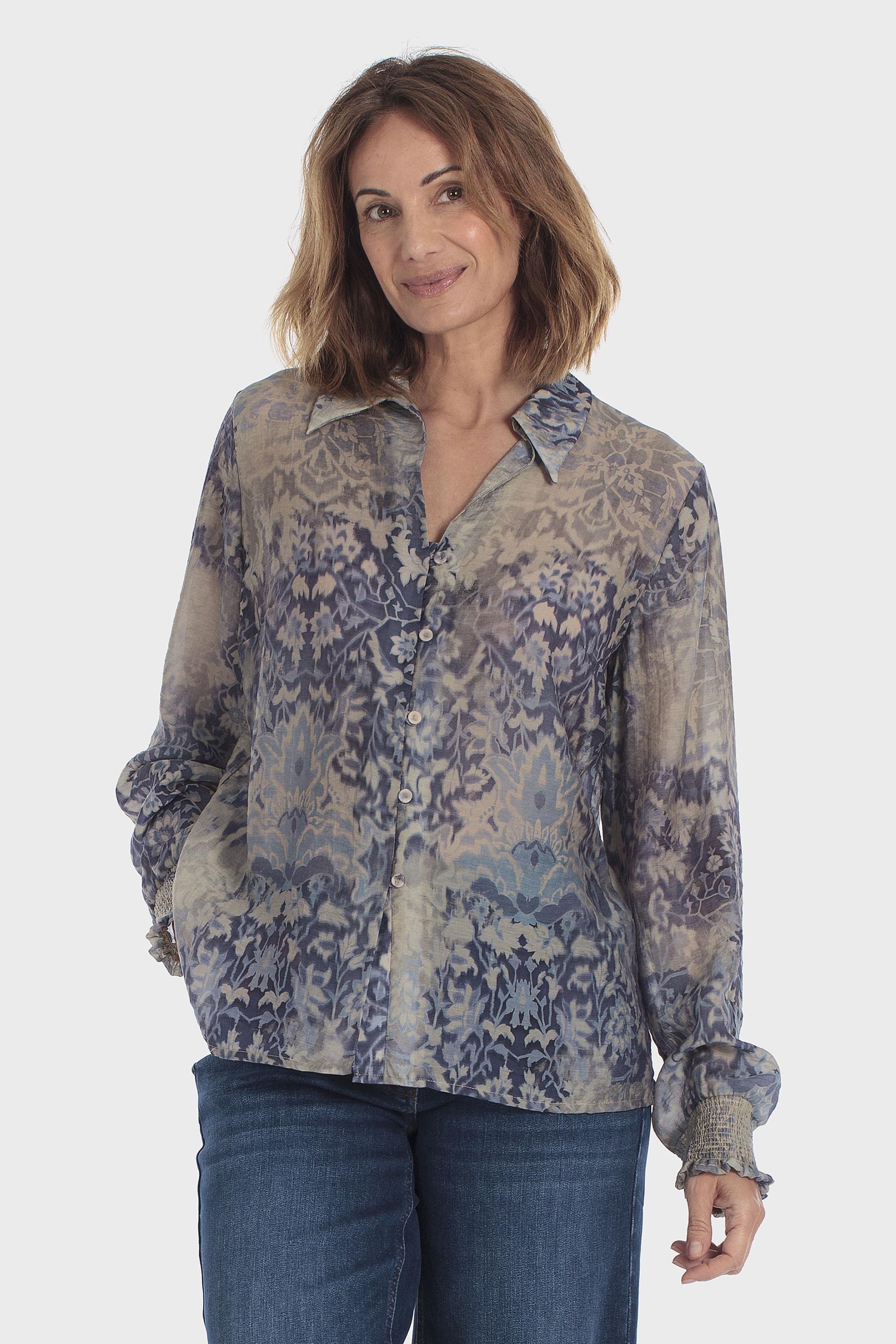 Blue Printed Shirt, Blue Cramberry, medium